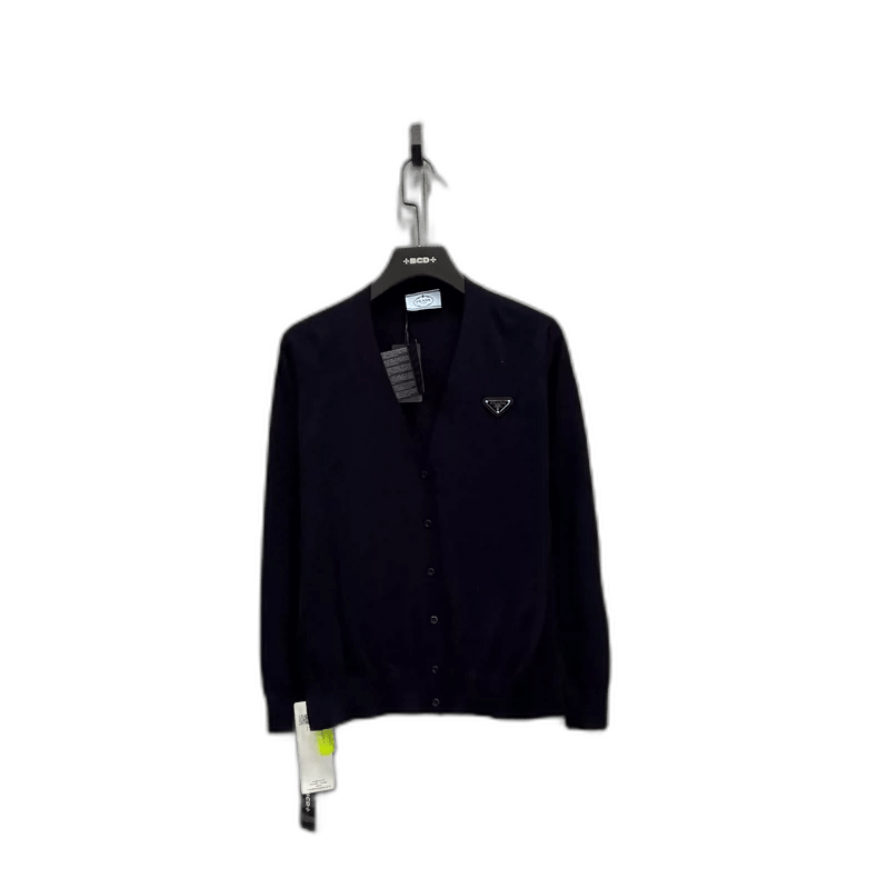 Prada PRADA Navy Cardigan with Triangle Logo Size US M / EU 48-50 / 2 - 1 Thumbnail