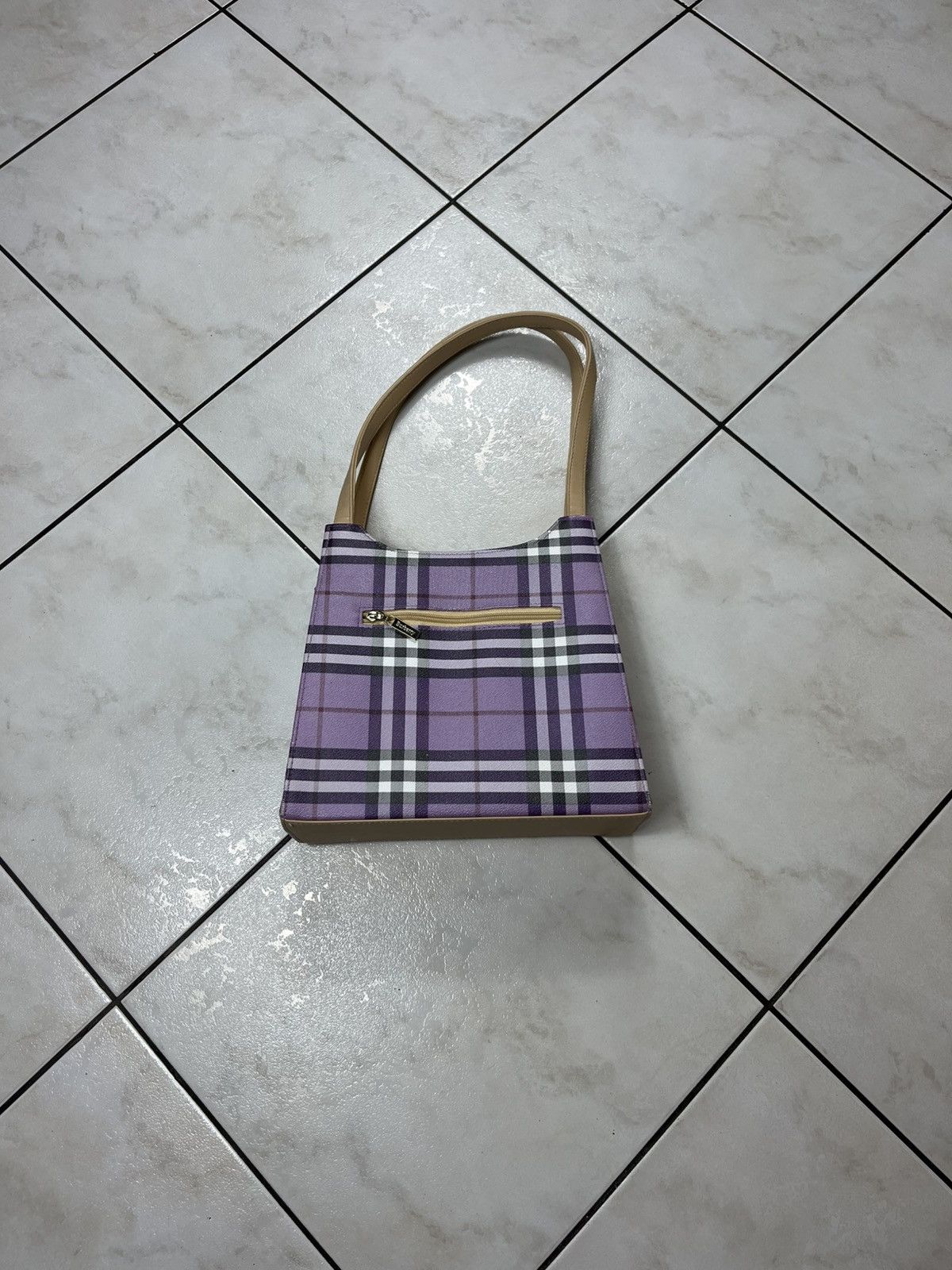 Vintage Burberry 90s leather big bag handbag nova checked