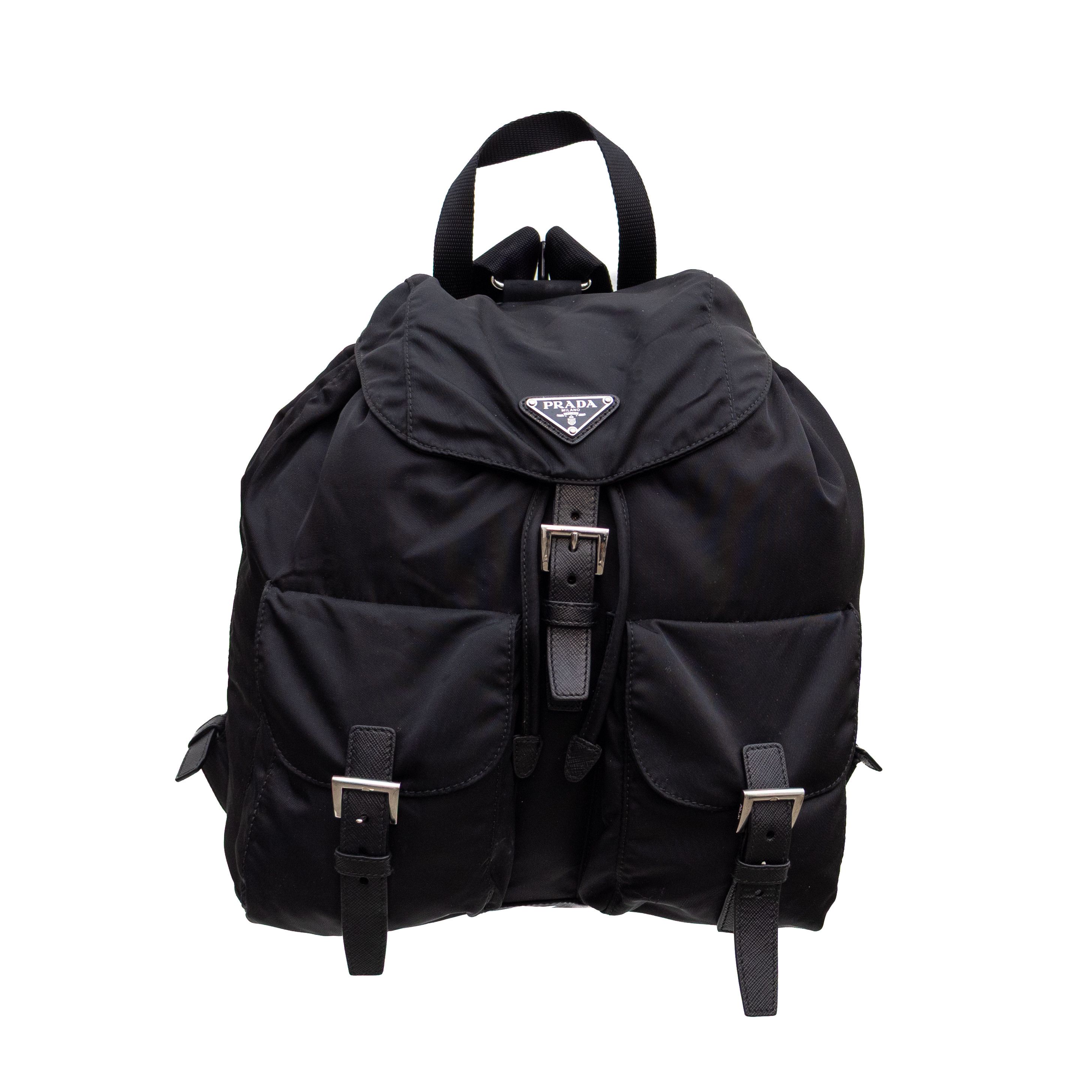 Prada Prada Tessuto Nylon Saffiano Small Backpack Black Size ONE SIZE - 1 Thumbnail