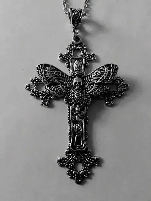 Vintage Large Moth Cross Necklace Size ONE SIZE - 2 Thumbnail