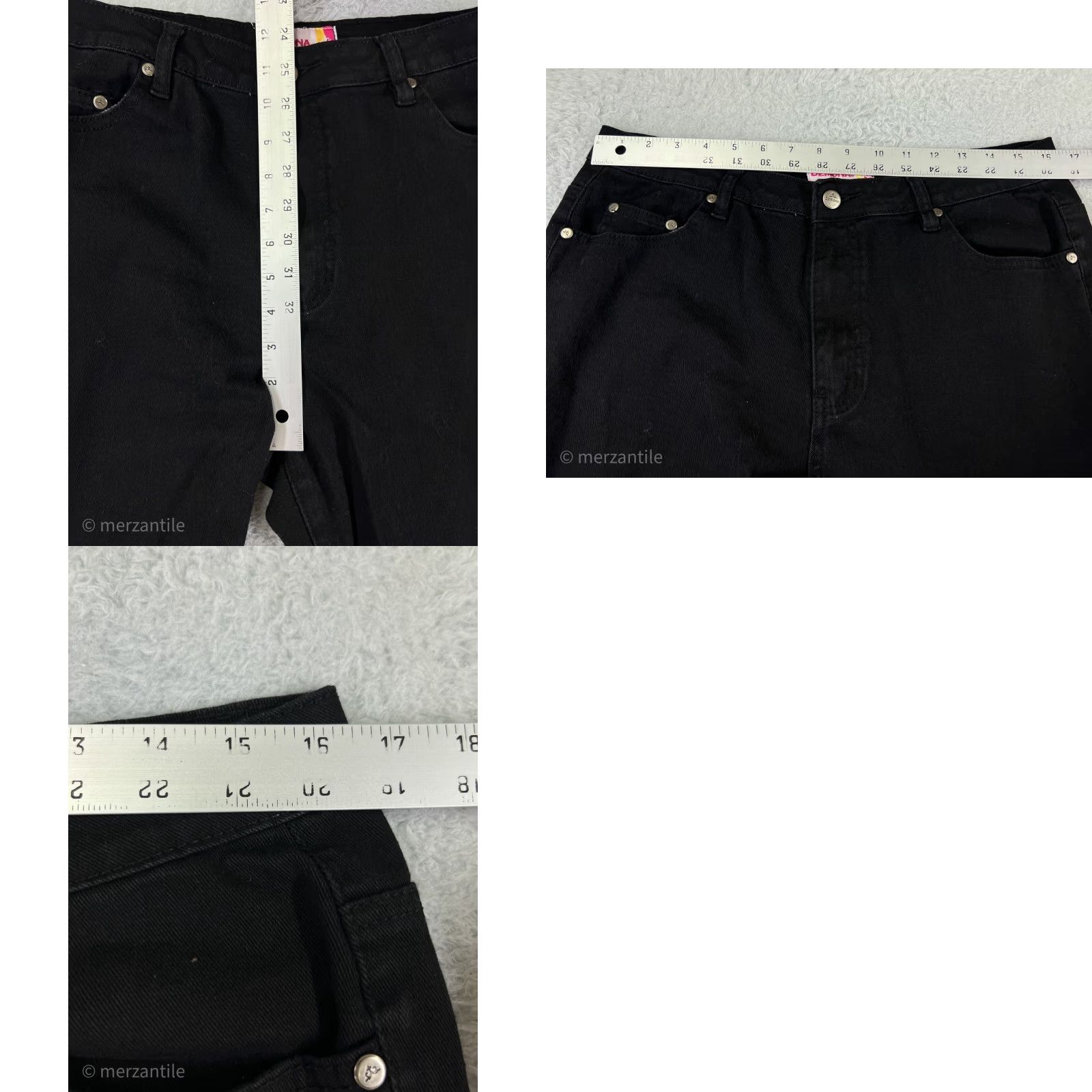 Vintage Demona Black Jeans Womens 32 Denim Bootcut High Rise Cotton Blend Stretch Pant Size 24" / US 00 / IT 34 - 9 Thumbnail