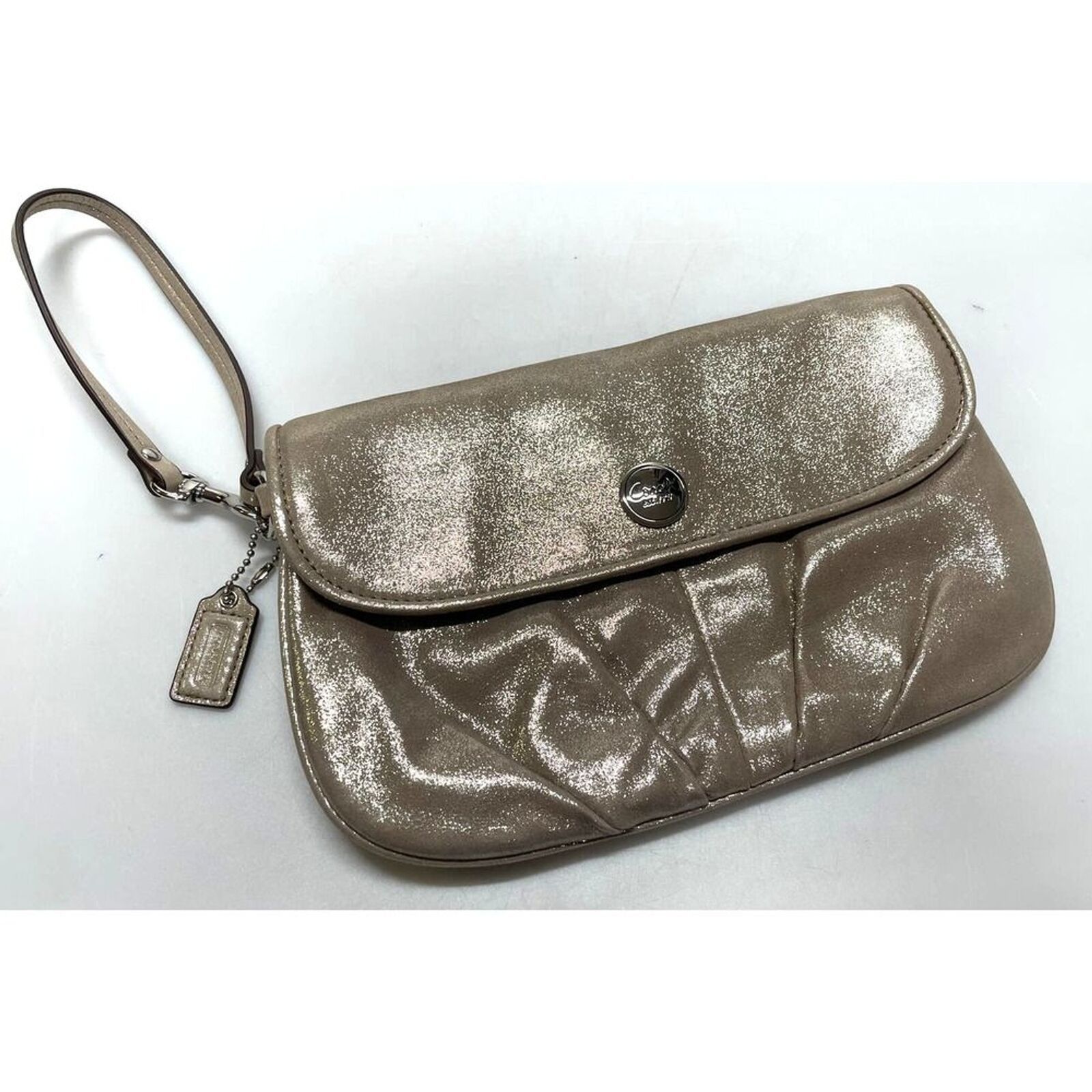 Coach Coach Metallic Soft Leather Flap Clutch Wristlet Purse Size ONE SIZE - 1 Thumbnail