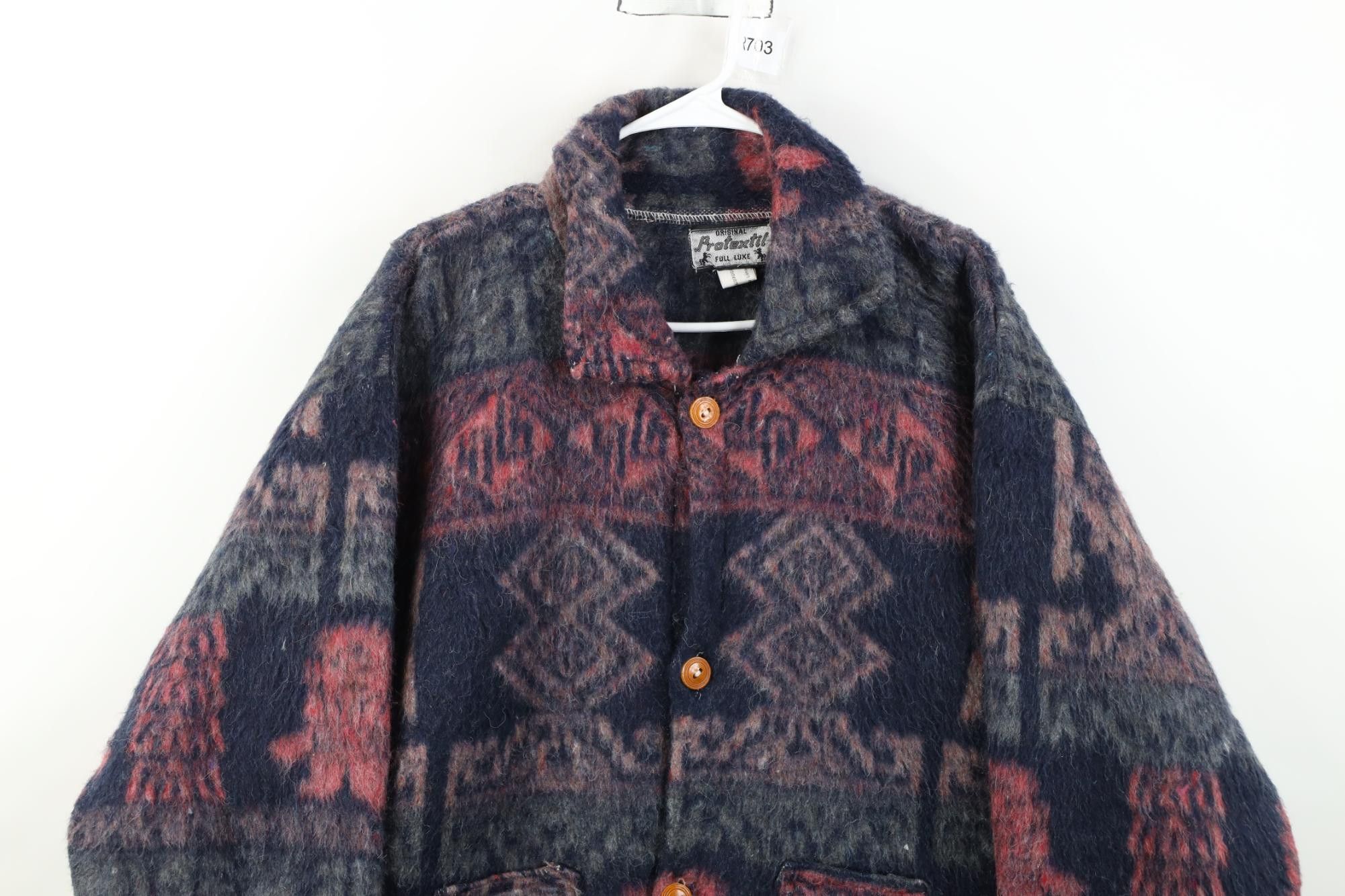 Vintage Vintage 90s Streetwear Geometric Wool Button Jacket Size US L / EU 52-54 / 3 - 2 Thumbnail