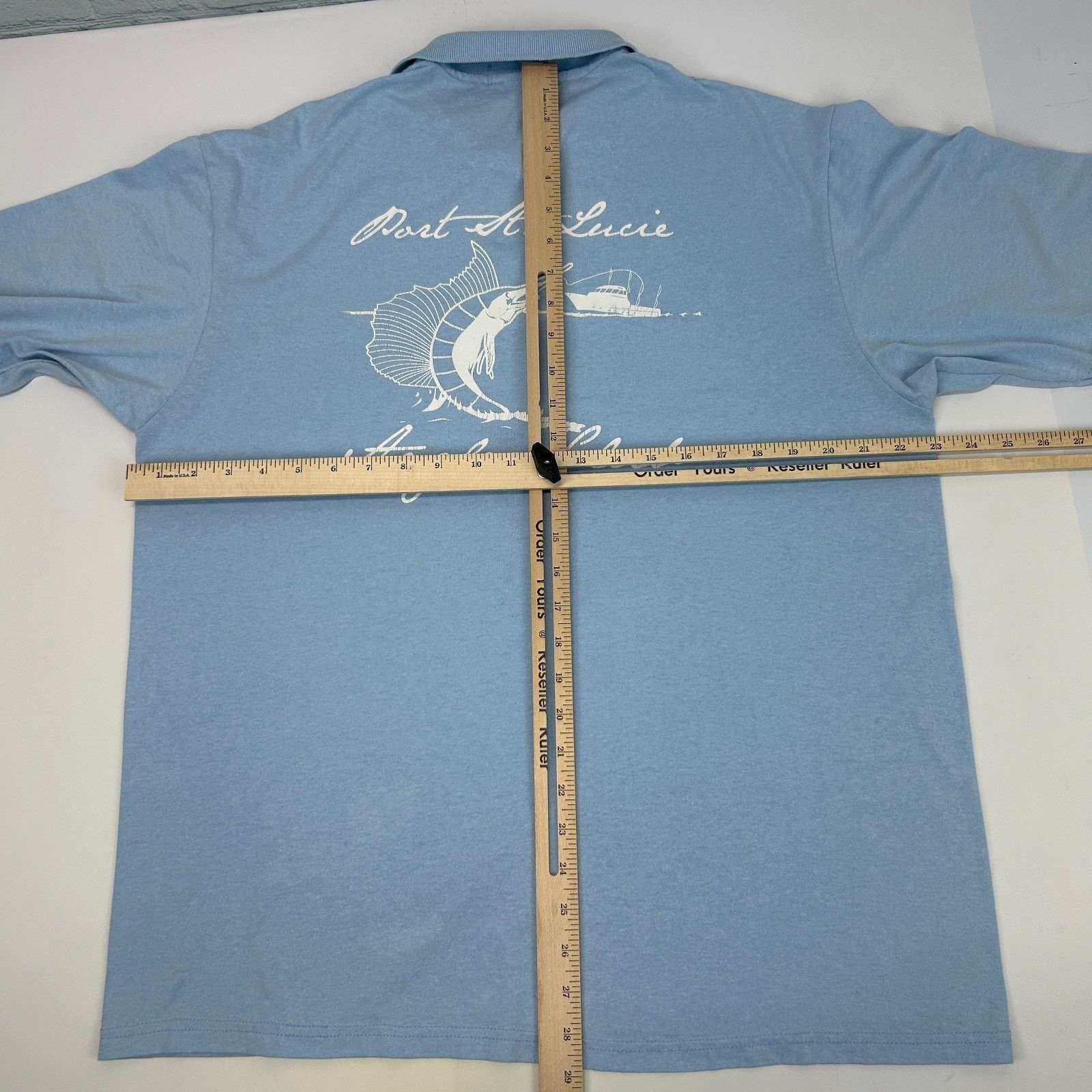 Jerzees Vintage 90s Port St Lucie PSL Anglers Club Polo Shirt Large Size US L / EU 52-54 / 3 - 9 Thumbnail