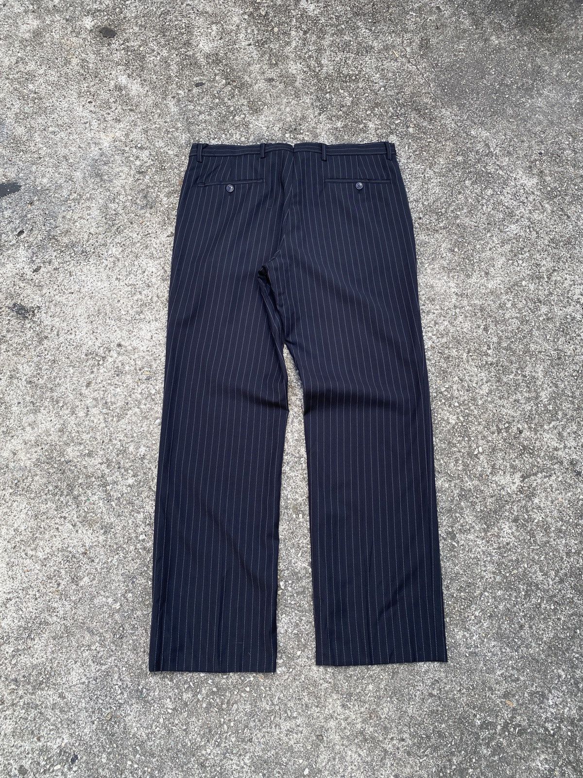 Versace × Versace Jeans Couture VERSACE BLACK FINE SILVER PINSTRIPE TROUSER PANT Size US 33 - 3 Thumbnail