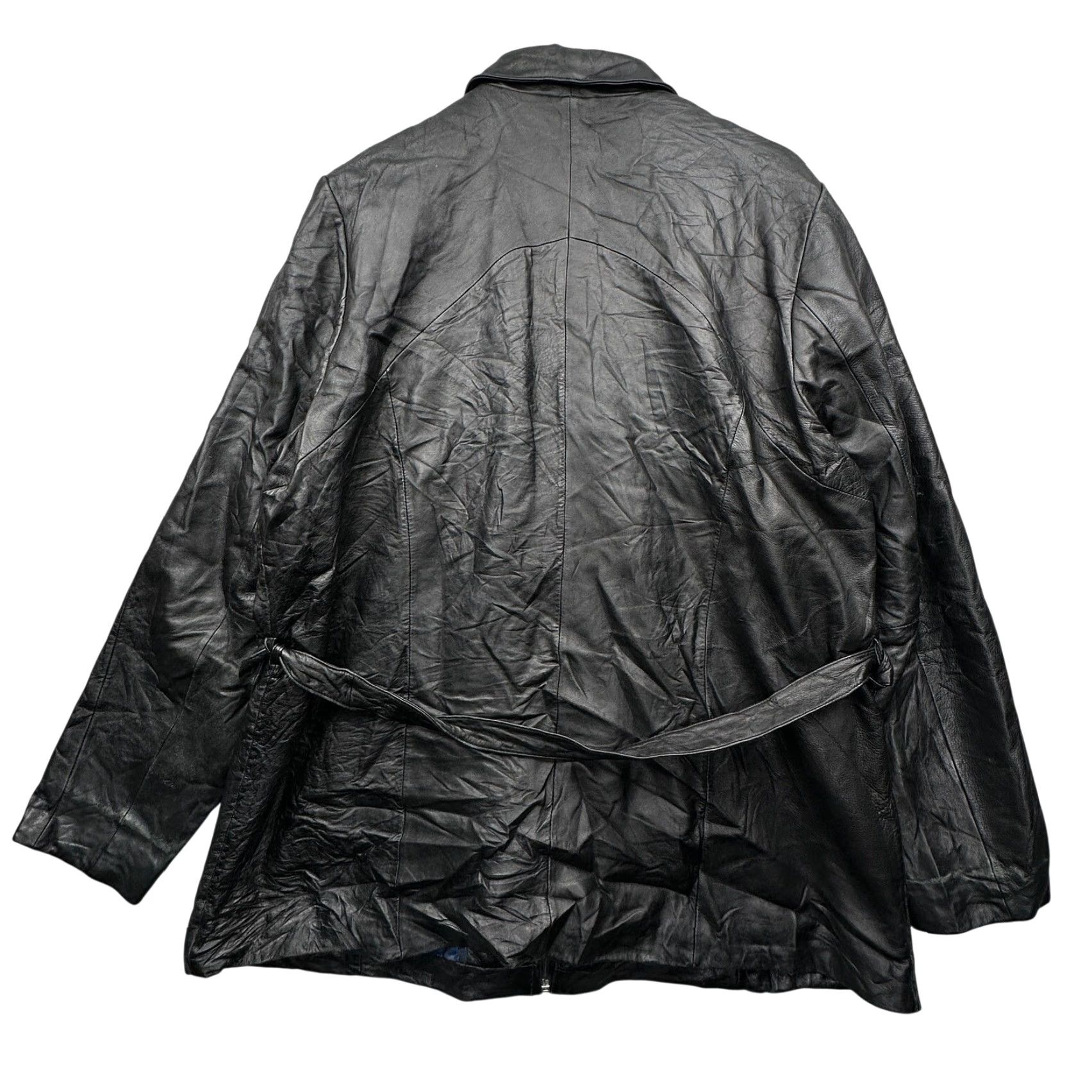 Vintage Wilsons Leather Pelle Studio Full Zip Coat Jacket Belted 1X Womens Black Leather Coat/Casual Fall Winter Size XL / US 12-14 / IT 48-50 - 2 Thumbnail