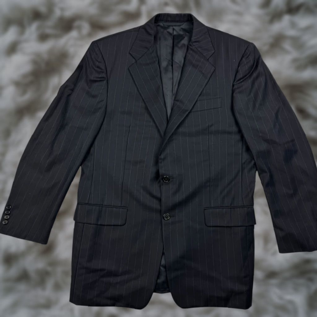 Vintage Hickey Freeman x Loro Piana Blazer 2-Button Tasmanian Wool Black Striped 39R Mens Jacket Coat Size 40R - 1 Thumbnail