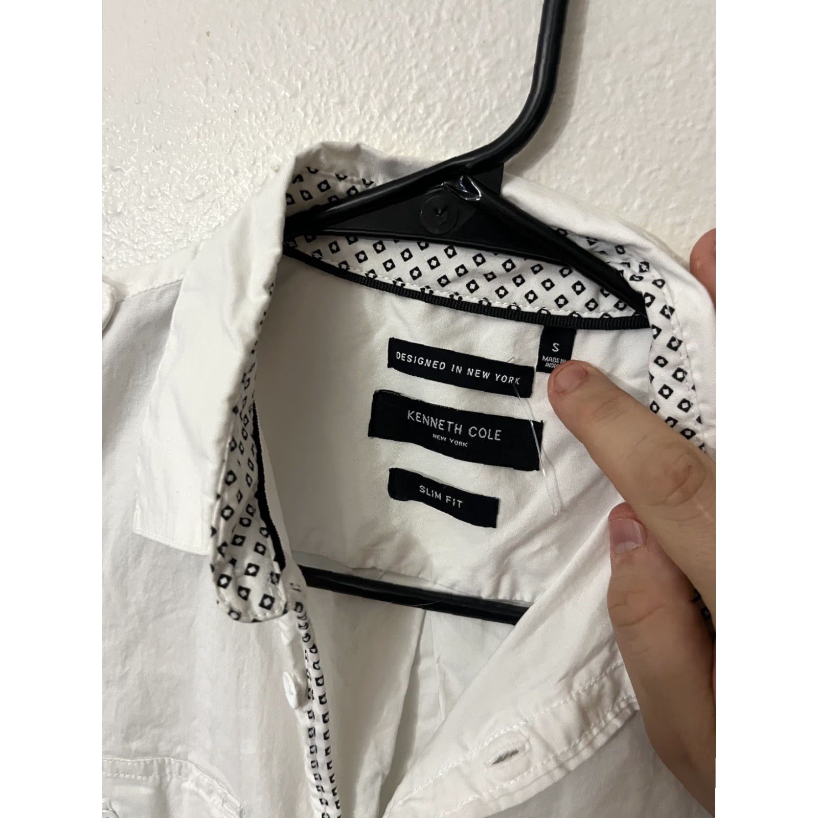 Kenneth Cole KENNETH COLE Designer Slim Fit Short Sleeve Button Down Shirt Small White Size US S / EU 44-46 / 1 - 2 Thumbnail