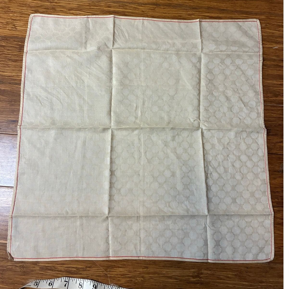 Celine Celine Ivory Monogram Cotton Handkerchief Red Trim Size ONE SIZE - 8 Thumbnail