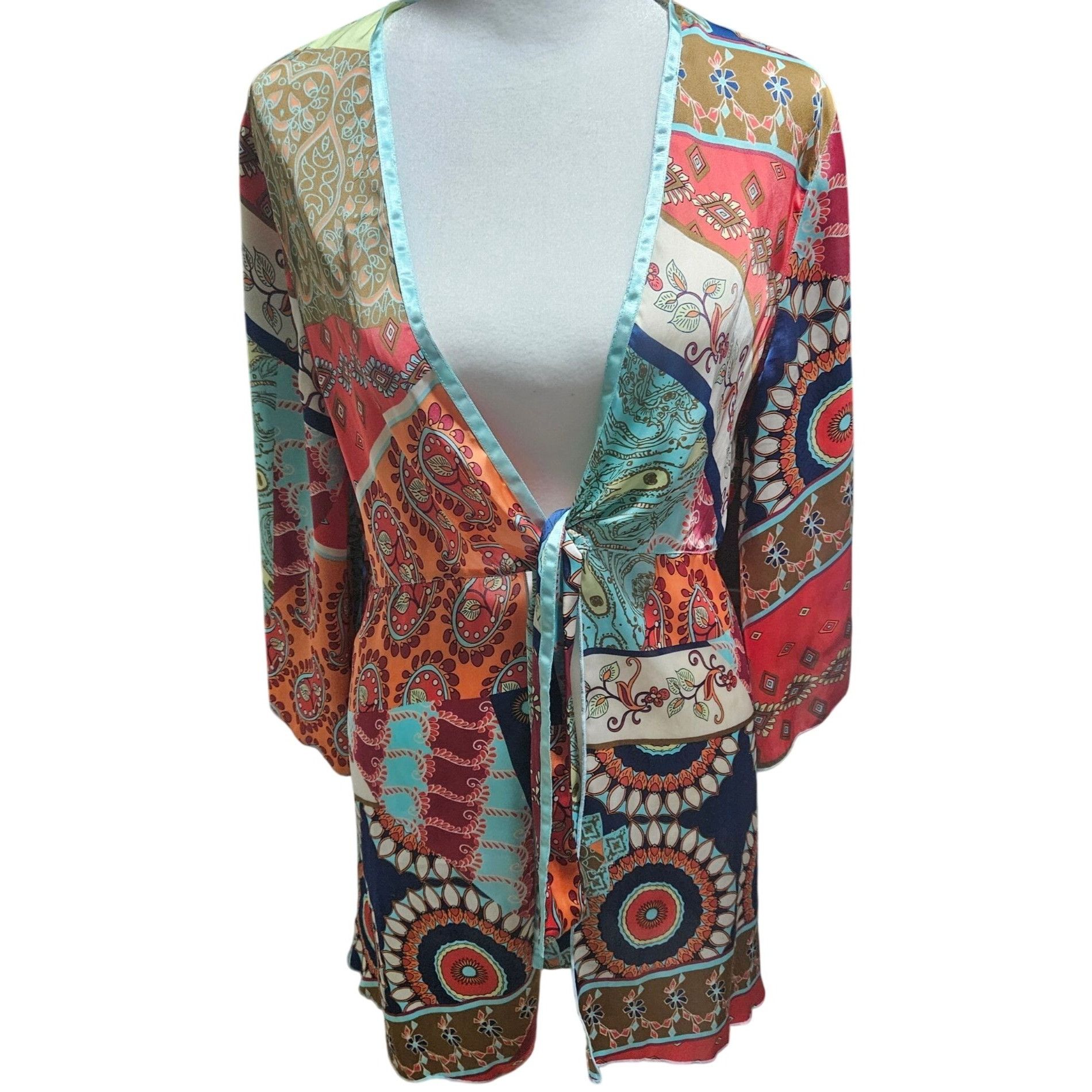 Other Cabi Women’s Kimono Jacket M Multicolor Patchwork Boho Chic Size ONE SIZE - 3 Thumbnail
