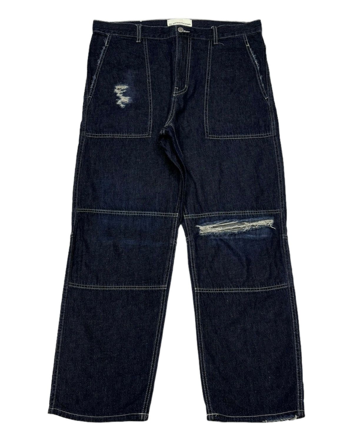 GU × Jun Takahashi Vintage GU and Beautiful People Baggy Denim Distress Jeans Size US 36 / EU 52 - 5 Thumbnail