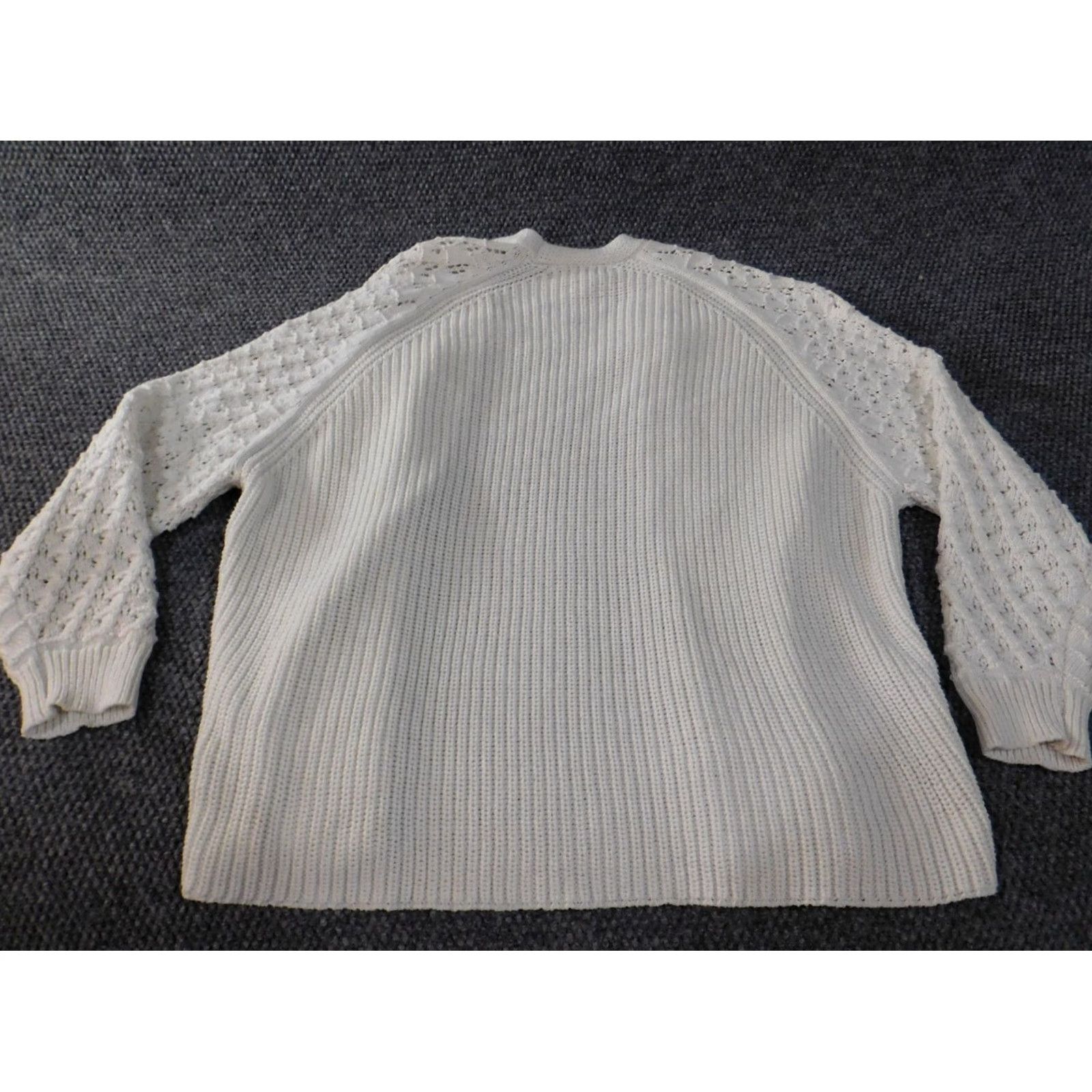 Vintage Knox Rose Cardigan Sweater White L Womens Crew Neck Open Knit Classic Casual Size L / US 10 / IT 46 - 7 Thumbnail