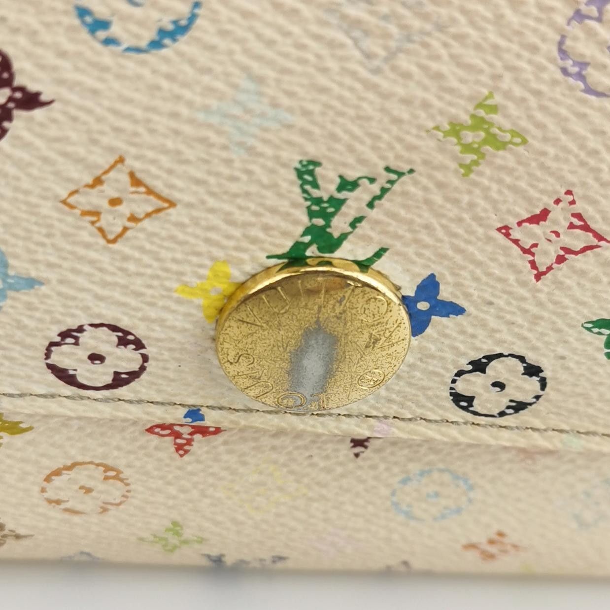 Louis Vuitton Louis Vuitton (LV) Cowhide White Tricolor Long Wallet -y250 Size ONE SIZE - 3 Thumbnail