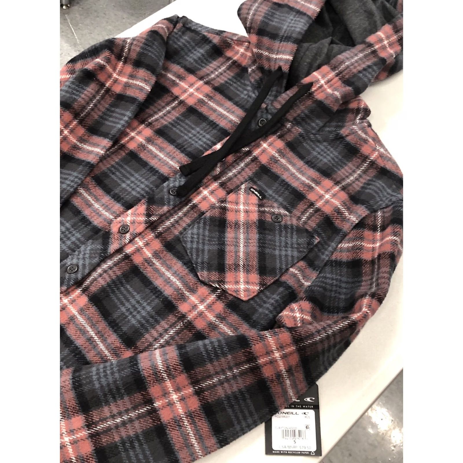 O'Neill O’NEILL Clayton Flannel Hoodie Shirt Men’s Small Multicolor Plaid Long Sleeve Button Up NWT Heavyweight Pockets UV Protection Skate Surf Size US S / EU 44-46 / 1 - 4 Thumbnail