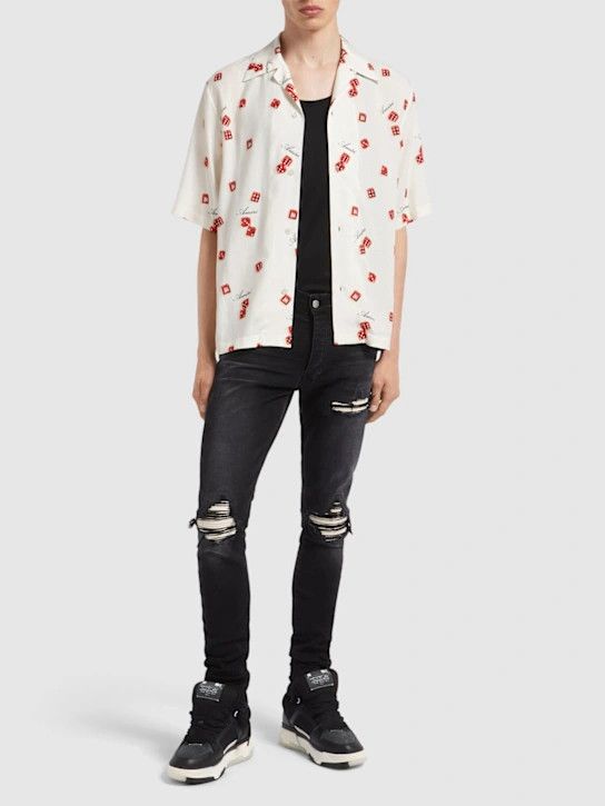 Amiri o1lsvrm0425 Dice Printed Viscose Bowling Shirt in Alabaster Size US L / EU 52-54 / 3 - 3 Thumbnail