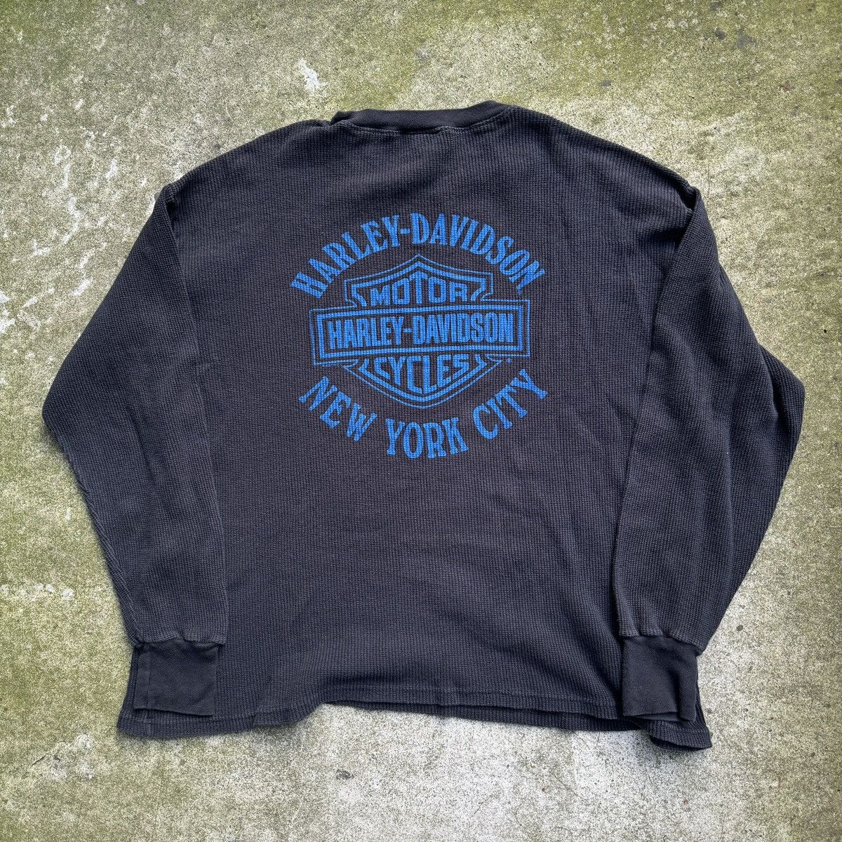Harley Davidson VINTAGE HARLEY DAVIDSON FLAME LOGO THERMAL LONGSLEEVE NYC XL Size US XL / EU 56 / 4 - 2 Thumbnail