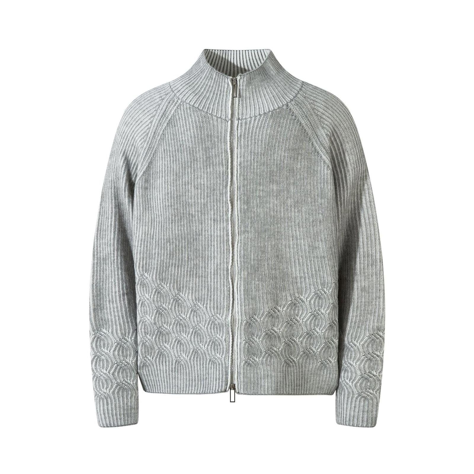 Japanese Brand Black and Gray Knit Zip-Up Sweater, Textured Knit Sweater Size US M / EU 48-50 / 2 - 3 Thumbnail