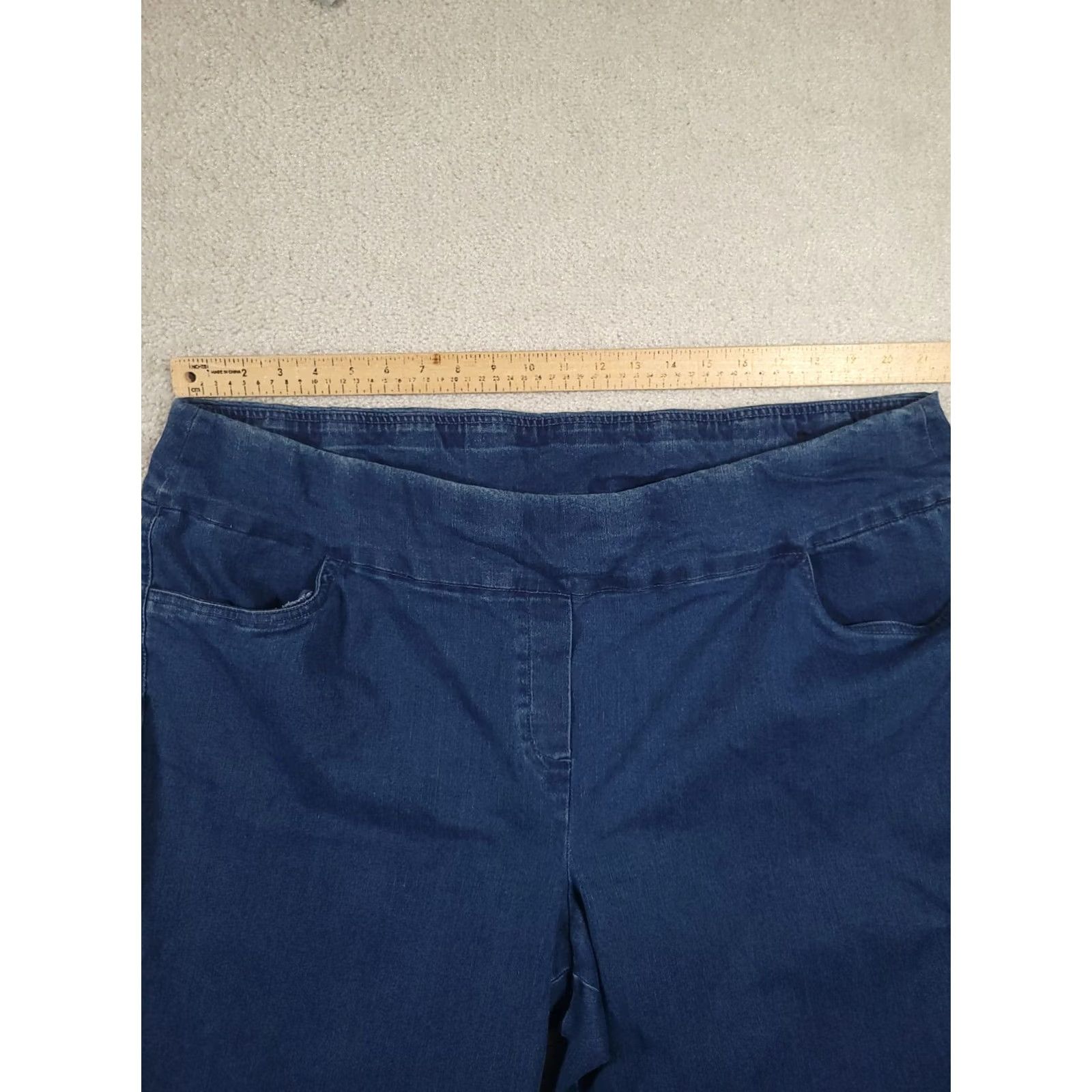 Vintage Alfred Dunner Pants DIN Denim Blue 22W Plus Pull On Straight Leg Vintage: No (adapted to rules) Size 40" / US 18 - 3 Thumbnail