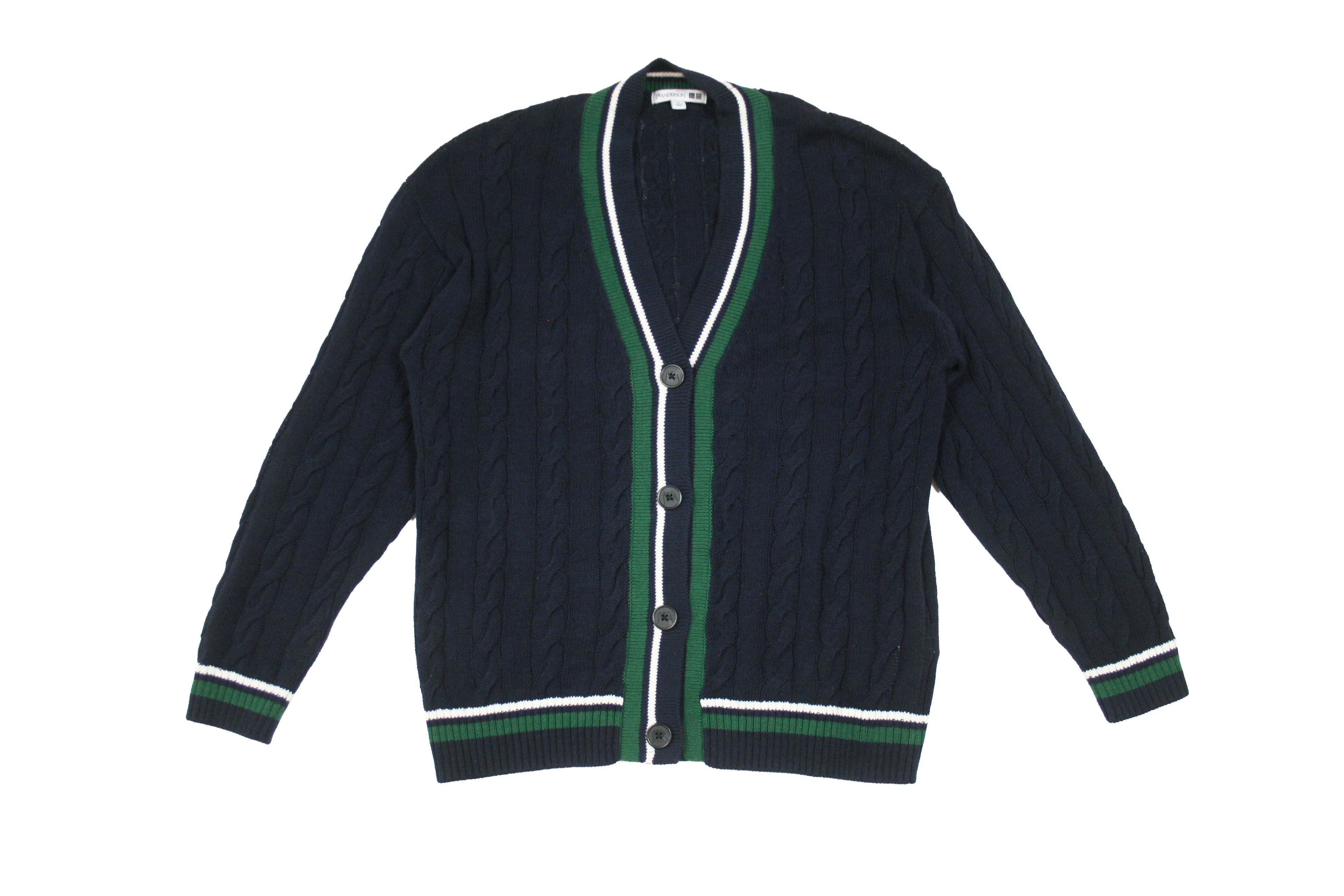 JW Anderson × Uniqlo Striped Cableknit Cotton Linen Cardigan Size S / US 4 / IT 40 - 1 Thumbnail