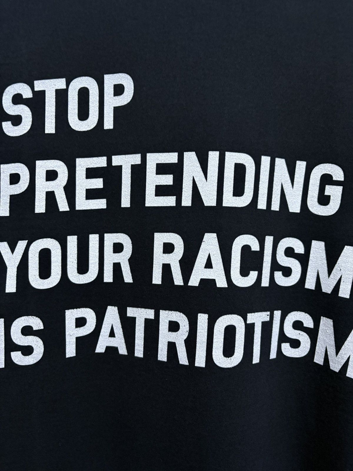 Vintage 2000’s Wording - Stop Racism into Patriotism T-Shirt Size US L / EU 52-54 / 3 - 4 Thumbnail