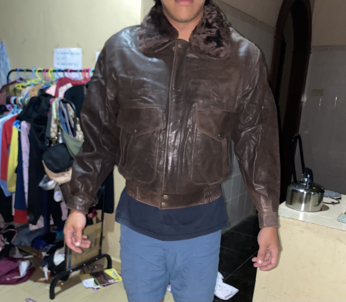 Genuine Leather Vintage Roberto Massini A-2 Leather Fur Jacket Size US M / EU 48-50 / 2 - 11 Thumbnail