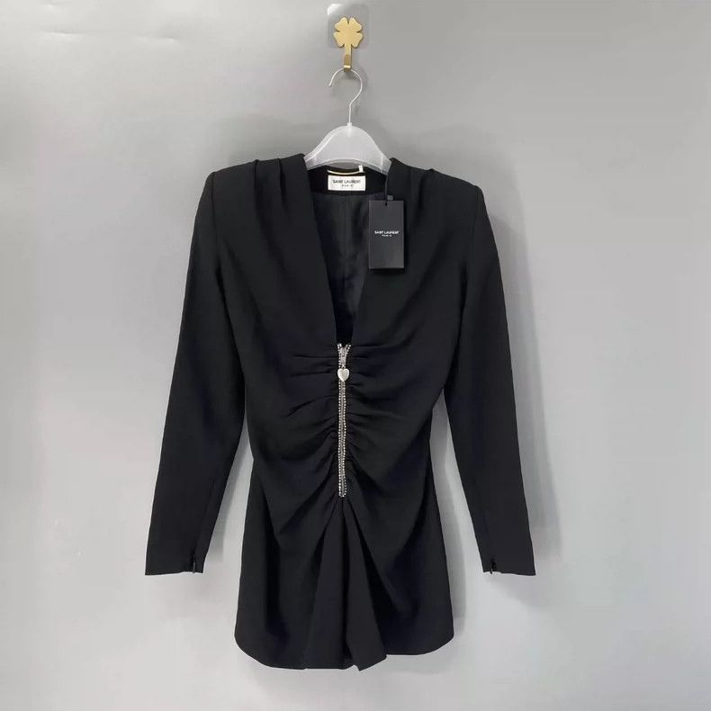 Saint Laurent Paris Black Long Sleeve Jumpsuit with Tags Size US 34 / EU 50 - 1 Thumbnail