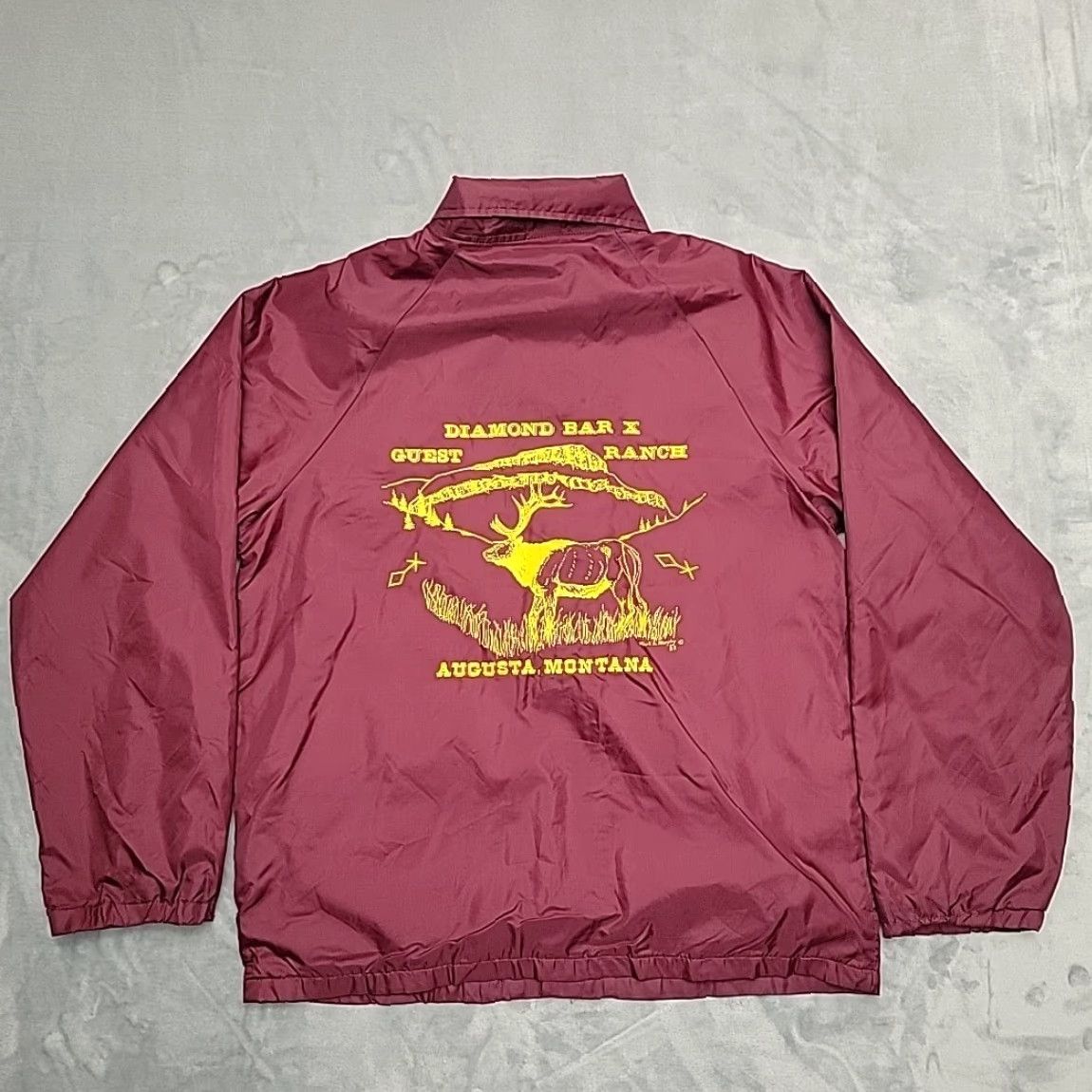 Coach VINTAGE Coach Jacket Men Medium Maroon Diamond Bar X Guest Ranch Montana Elk USA Jacket Windbreaker Red Logo Regular Mens Size US M / EU 48-50 / 2 - 6 Thumbnail