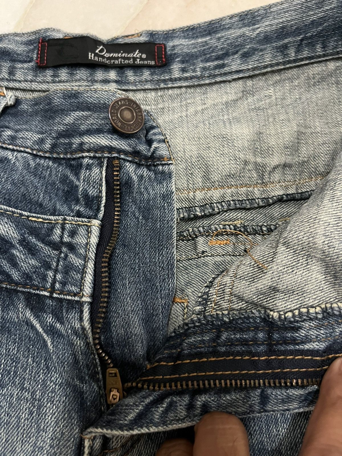 Japanese Brand DOUBLE WAIST DOMINATE HANDCRAFTED DISTRESED DENIM Size US 28 / EU 44 - 7 Thumbnail