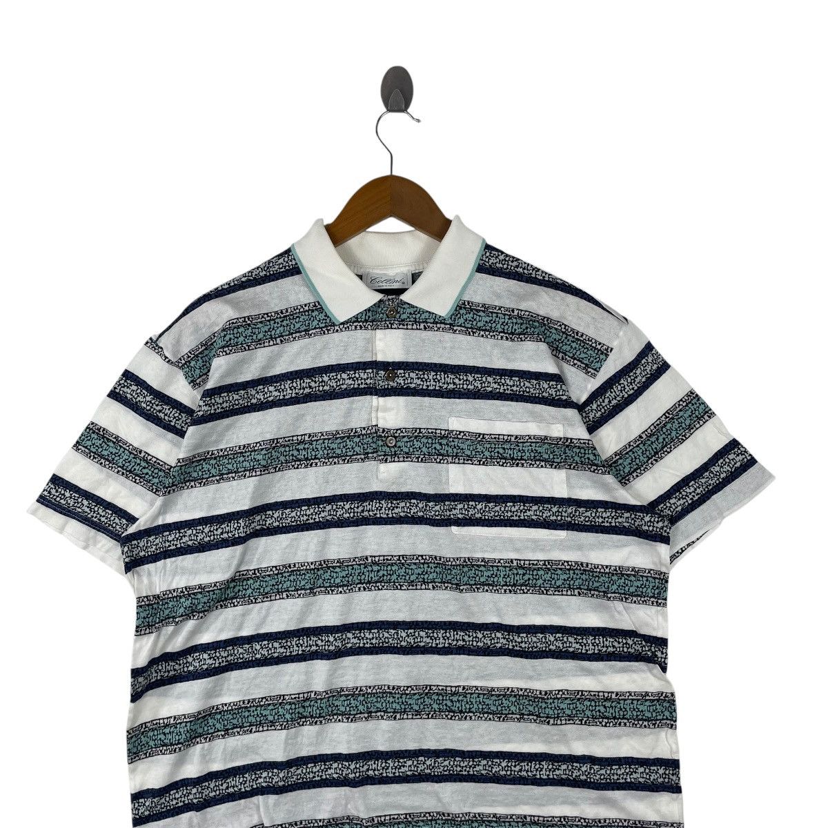 Japanese Brand × Vintage Vintage 90s Cellini Italy Stripe Polo Tee Shirt Size US L / EU 52-54 / 3 - 2 Thumbnail