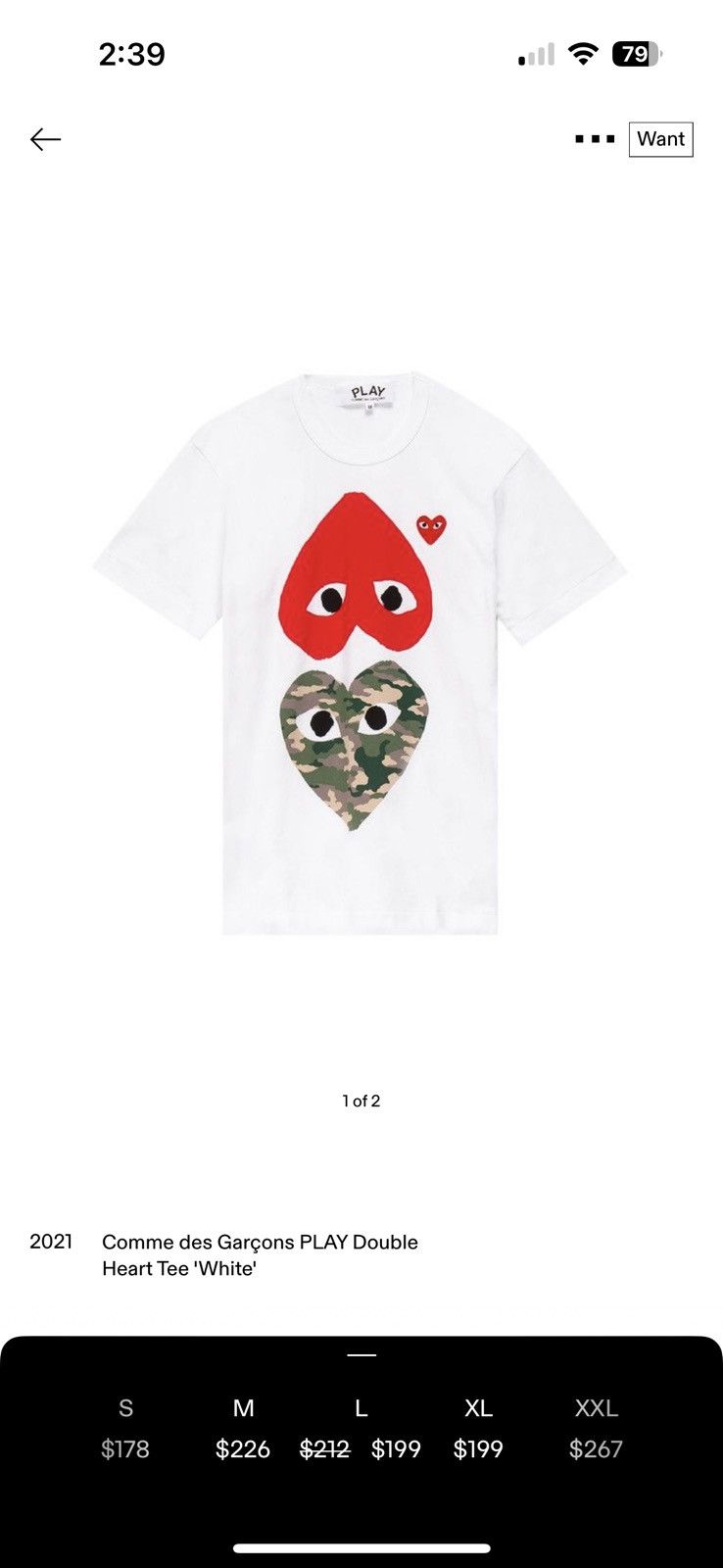 Comme des Garcons PLAY CDG PLAY Double Heart tee Size US XXL / EU 58 / 5 - 9 Thumbnail