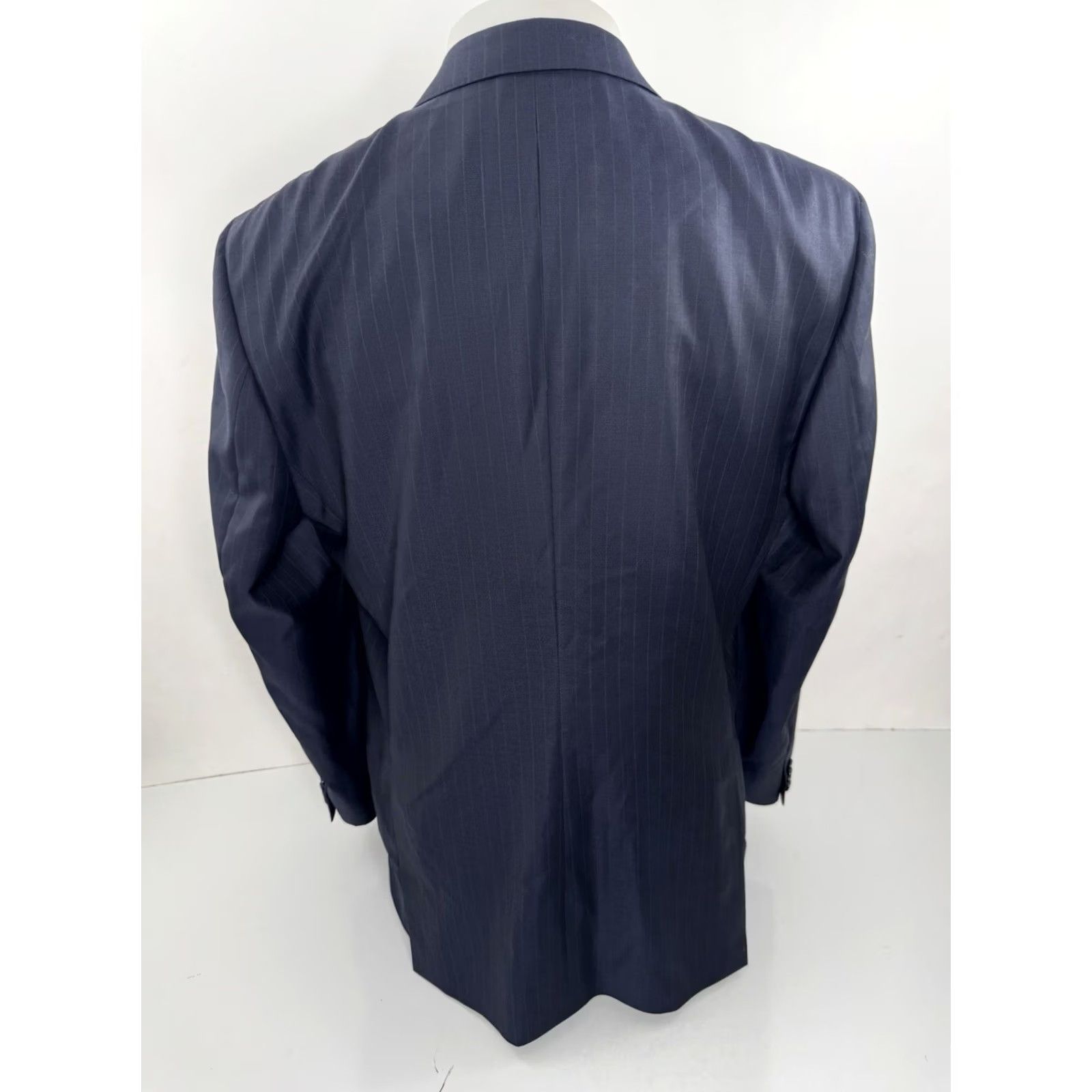 Ermenegildo Zegna SAKS / ZEGNA - Wool Pinstripe Blazer Jacket 44 R Men Blue Wool Blazer Jacket Mens 90s 2000s EXCELLENT Size 44R - 4 Thumbnail