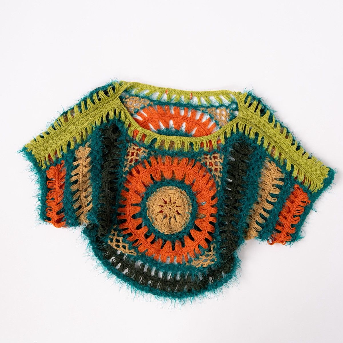 Vintage Grifflin Paris Crochet Knit Top Hippie Boho Cropped Sweater Size M / US 6-8 / IT 42-44 - 3 Thumbnail