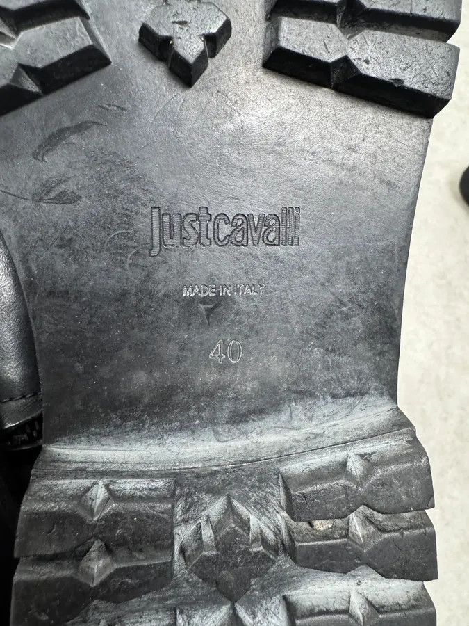 Just Cavalli 2000s Cavalli Black Chained Combat Leather Boots Size US 7 / EU 40 - 3 Thumbnail