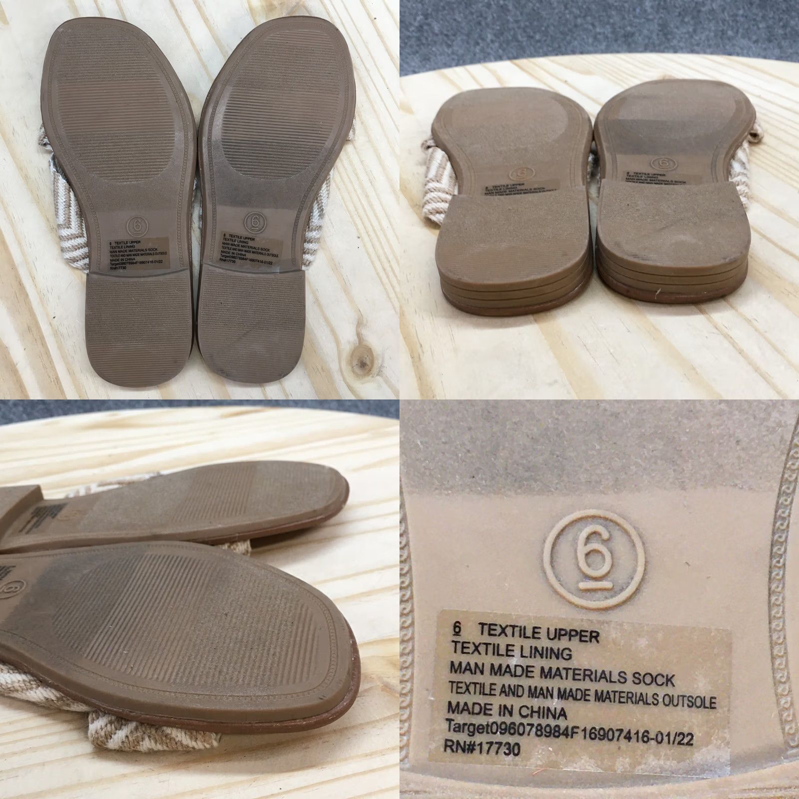 Vintage Universal Thread Sandals Womens 6 Louise Chevron Print Slip On Flats Slide Beige Size US 6 / IT 36 - 8 Thumbnail