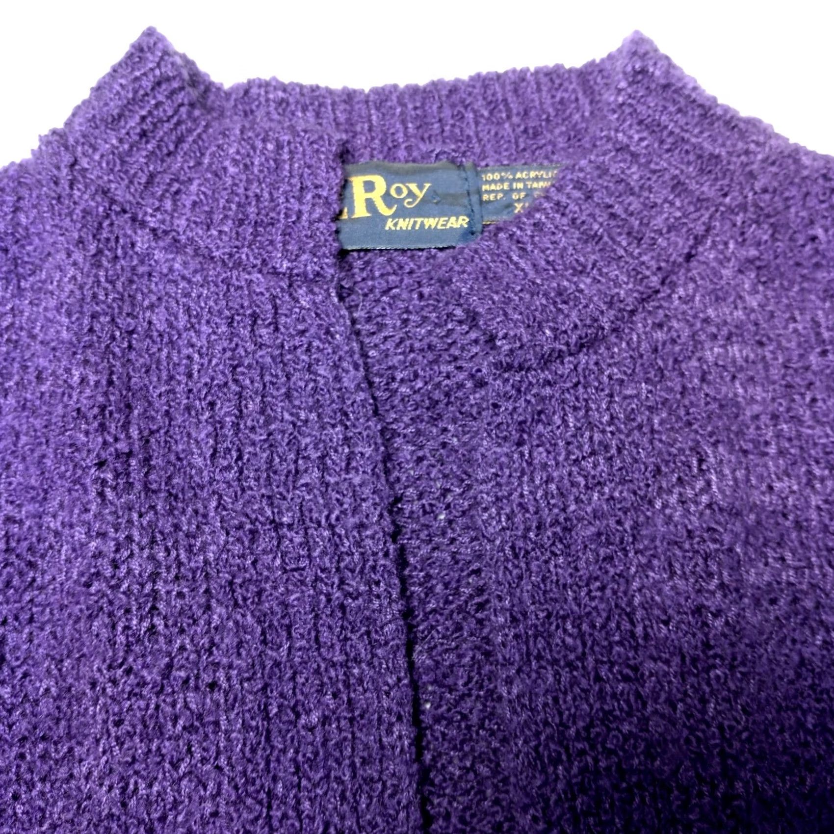 Vintage VINTAGE LeRoy Knitwear Cardigan Sweater Women XL Purple Open Front Grannycore Size XL / US 12-14 / IT 48-50 - 7 Thumbnail