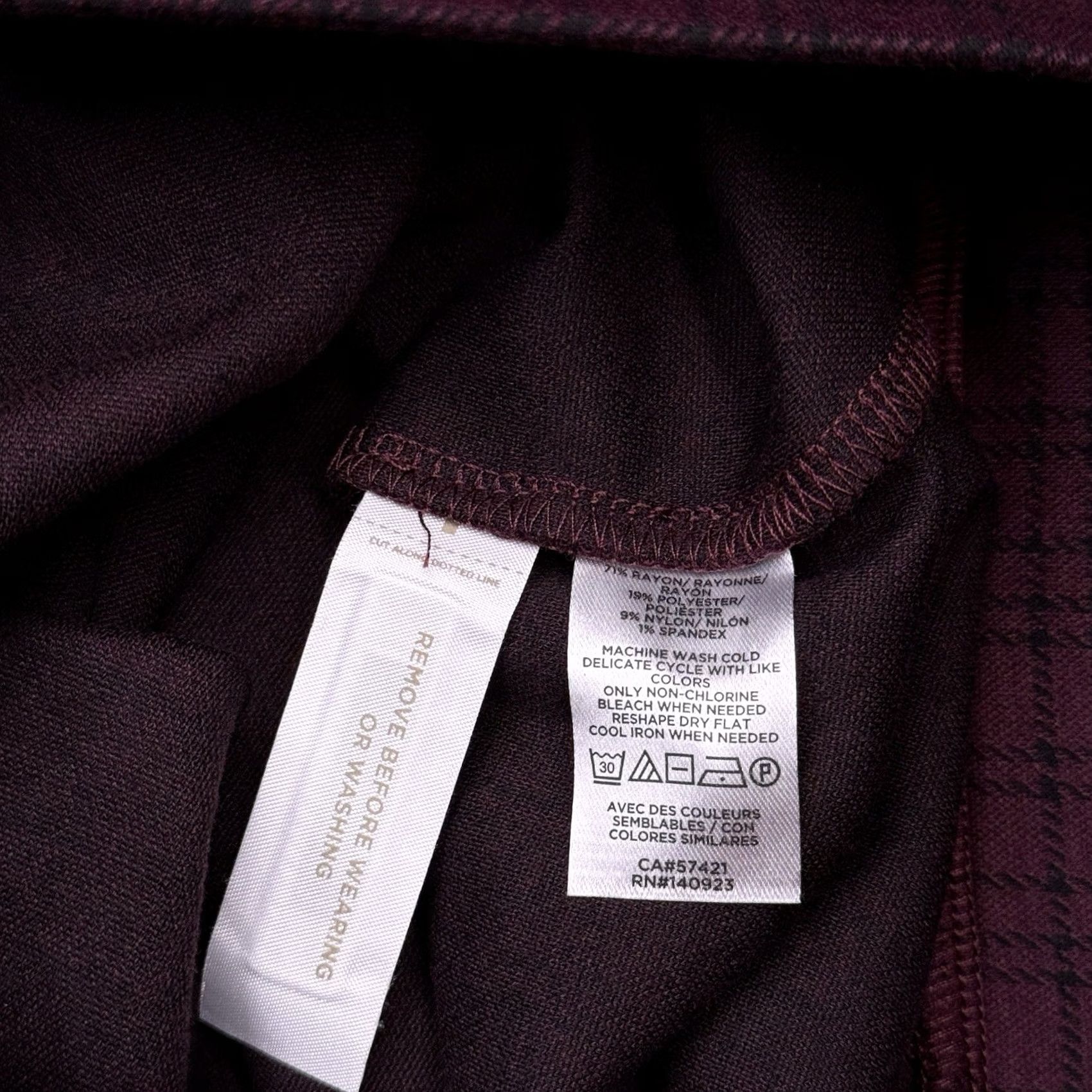Loft LOFT Legging Womens Medium Burgundy Check Stretch New Size 32" / US 10 / IT 46 - 5 Thumbnail