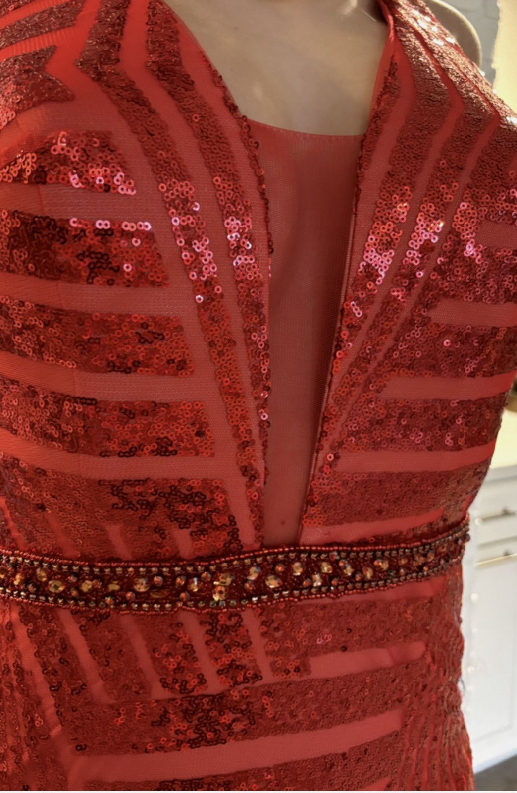 Other Red JVN by Jovani Prom Dress/Gown With Mesh Inserts NWT 8 Size M / US 6-8 / IT 42-44 - 3 Thumbnail