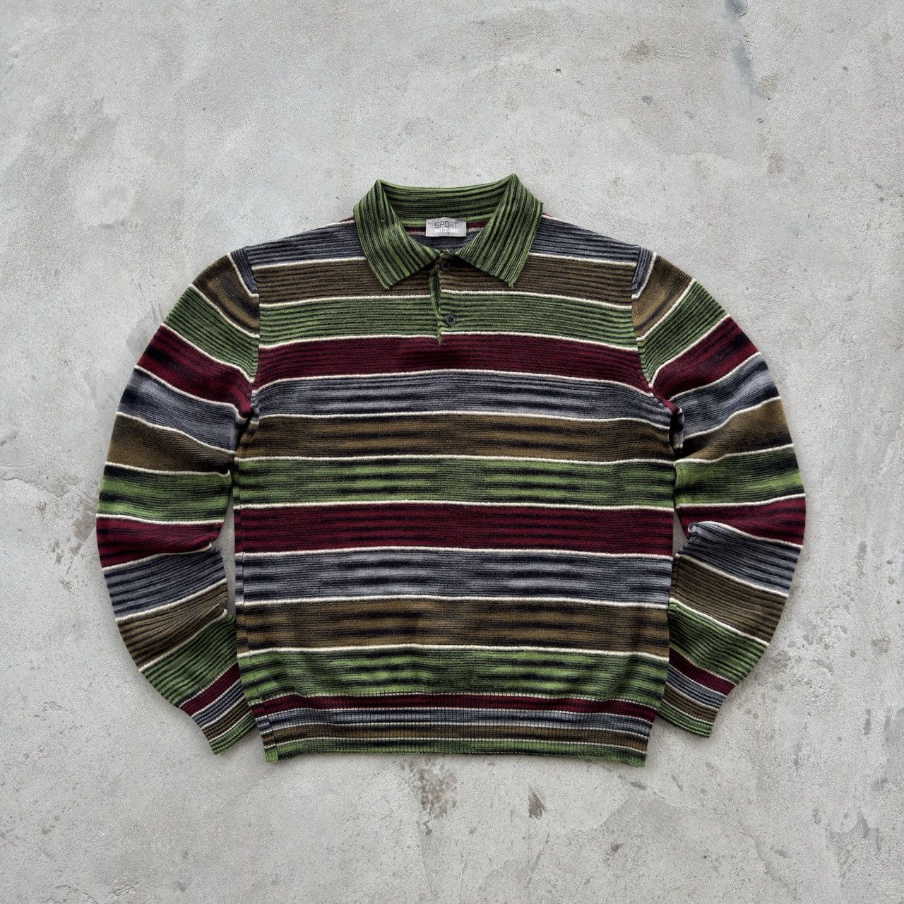 Missoni Vintage Sport Missoni Striped Knit Polo Jumper Sweater Size US L / EU 52-54 / 3 - 1 Thumbnail