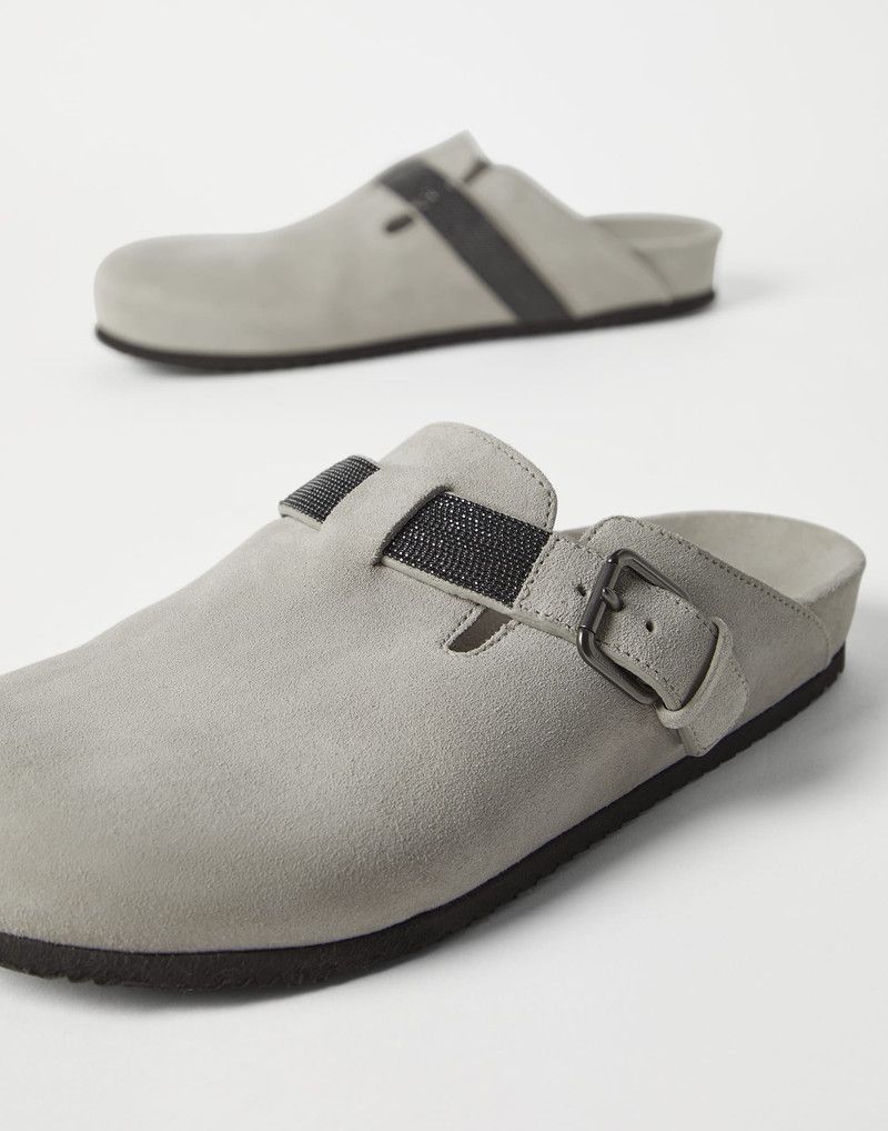 Brunello Cucinelli o1B3y1r0426 Suede Clogs in Grey Size US 7 / IT 37 - 4 Thumbnail