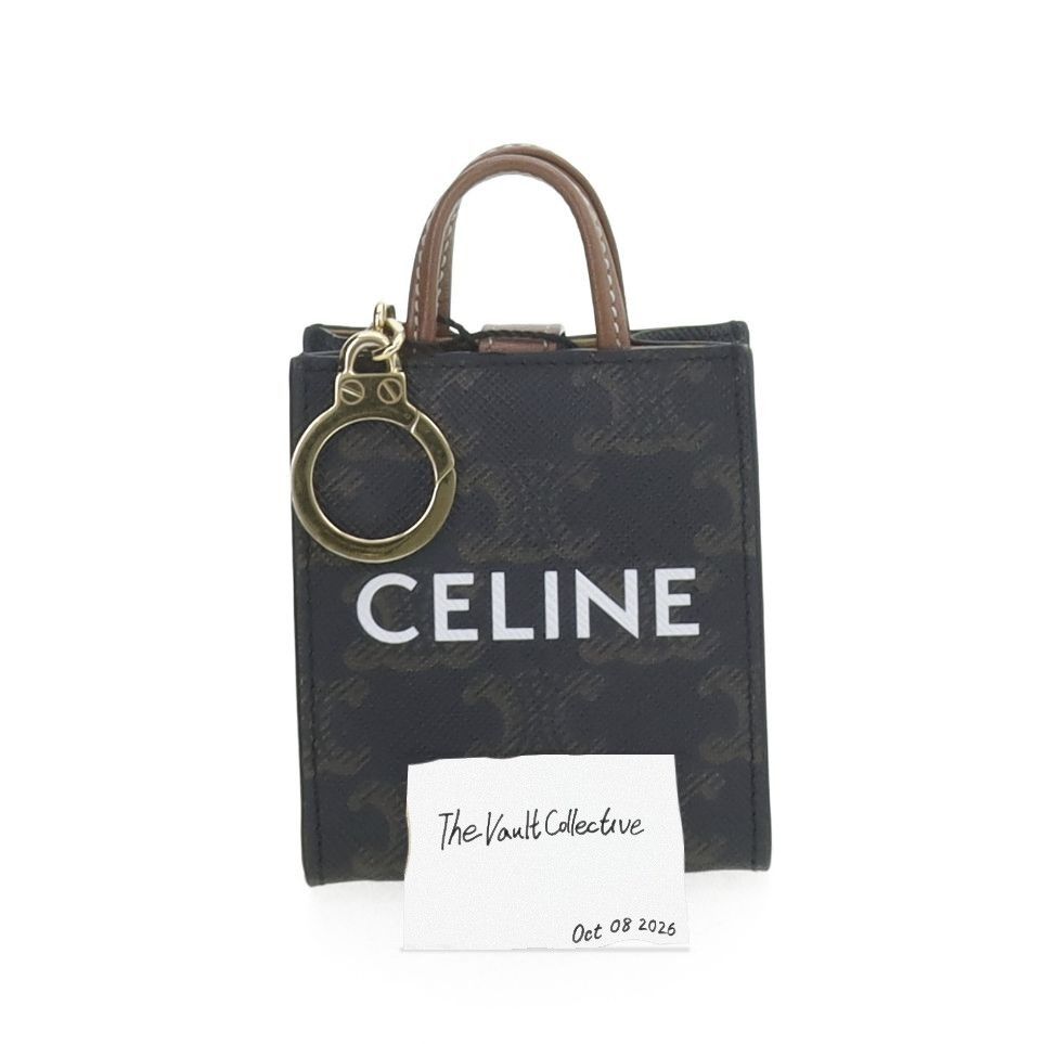 Celine CELINE CABAS micro dark browncoated canvas Triomphe print handbag Size ONE SIZE - 1 Thumbnail