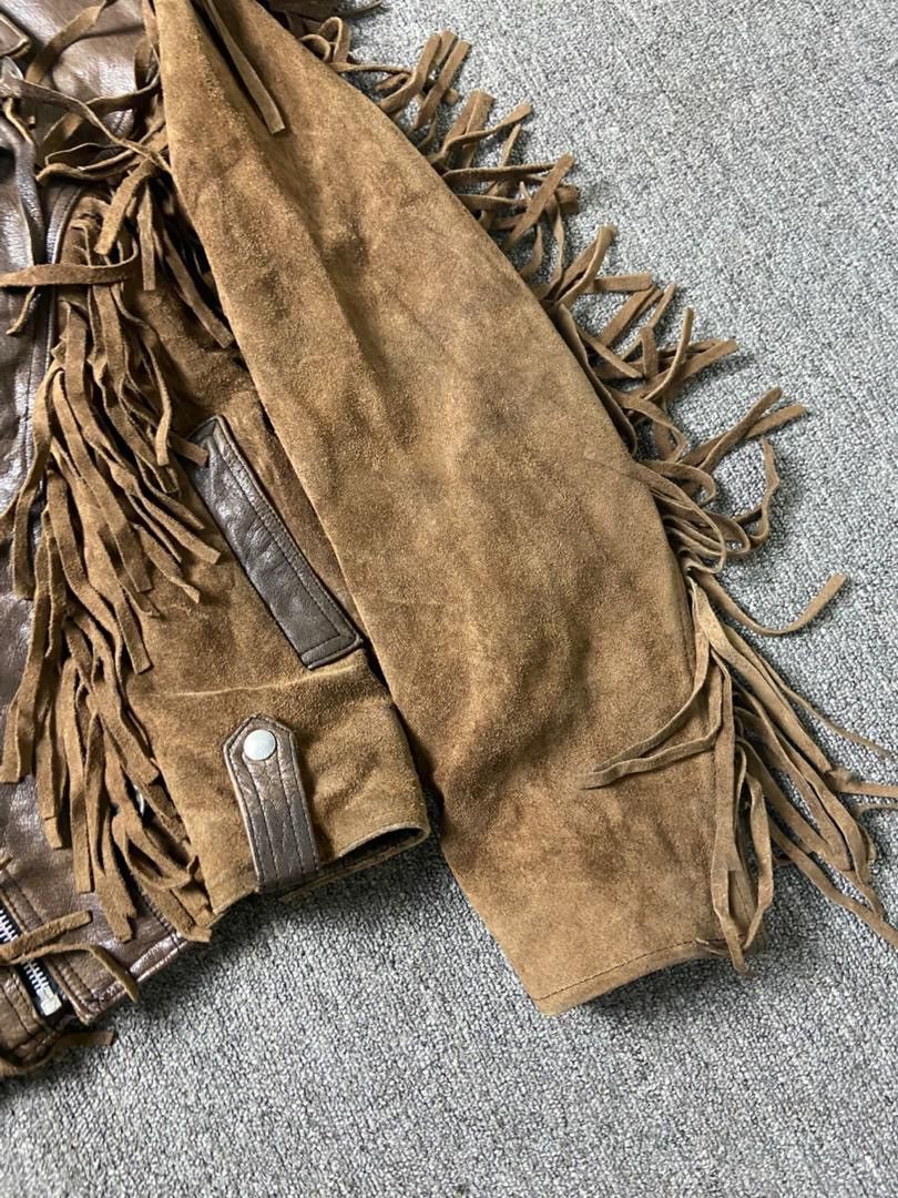 Japanese Brand Nice London Brand Leather Fringed Cowboy Jacket (191) Size US M / EU 48-50 / 2 - 9 Thumbnail