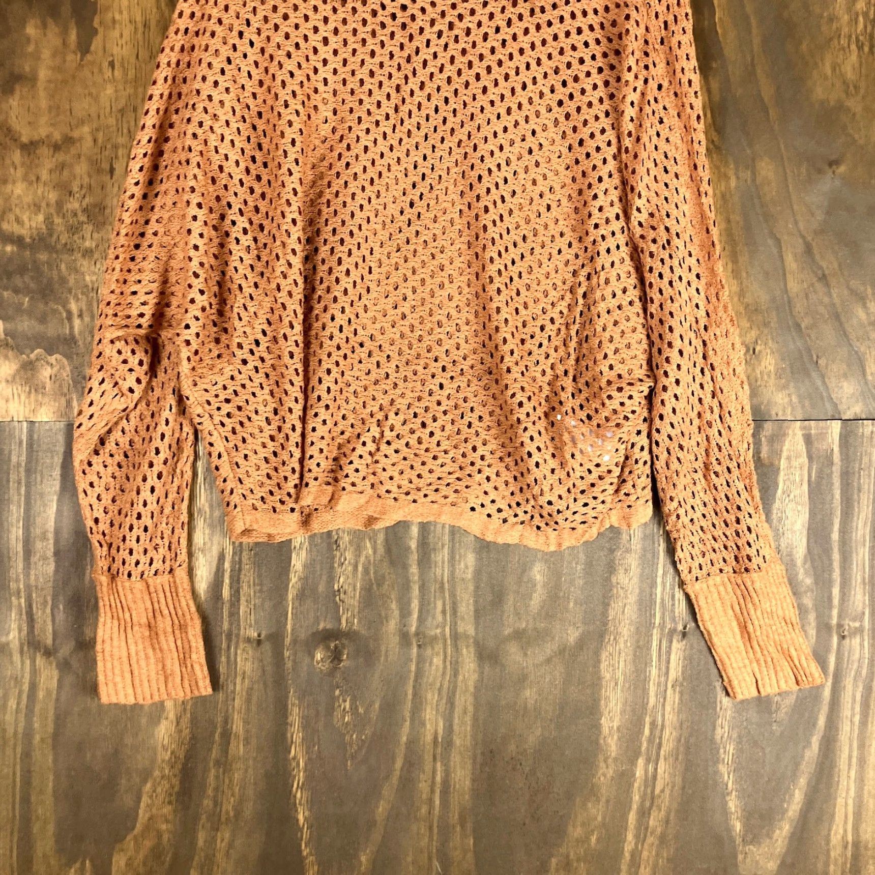 Express Express Sweater Women Orange Boat Neck Open Knit Long Sleeve Cotton Blend Large Size L / US 10 / IT 46 - 3 Thumbnail