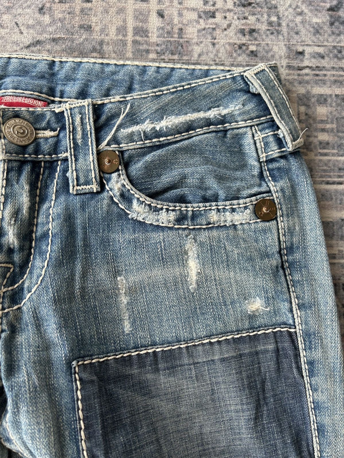 If Six Was Nine True Religion Flared Patchwork Jeans Size US 28 / EU 44 - 17 Thumbnail