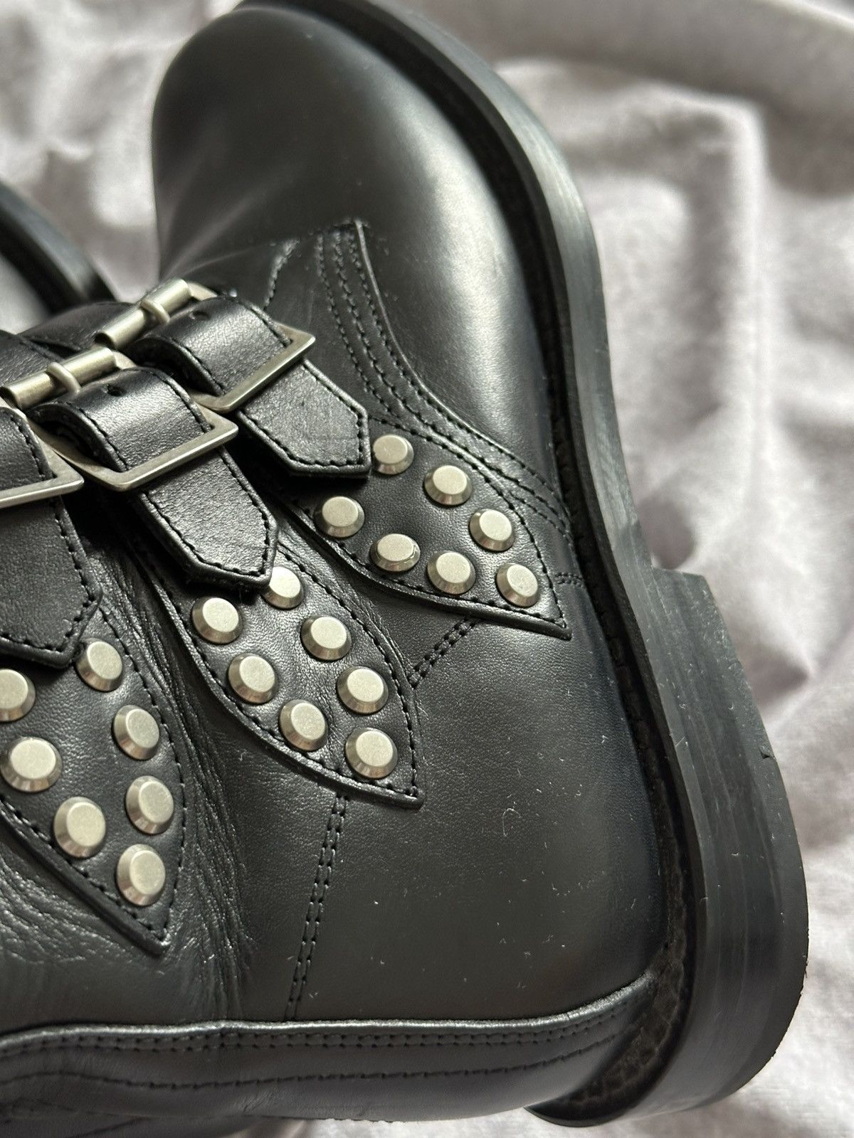 Saint Laurent Paris Saint Laurent Paris Studded Strap Rangers Boot Black Size US 6.5 / IT 36.5 - 10 Thumbnail