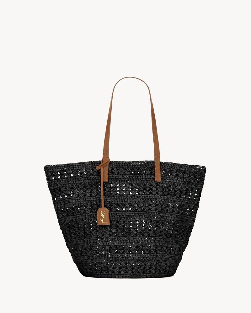 Saint Laurent Paris o1bcso1str0326 Size: OS/Panier Medium Bag In Raffia in Black Size ONE SIZE - 1 Thumbnail