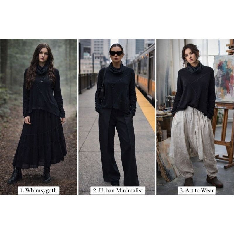 Free People Free People Women Black Ruched Cowl Neck Top M | Whimsygoth, Size S / US 4 / IT 40 - 1 Thumbnail