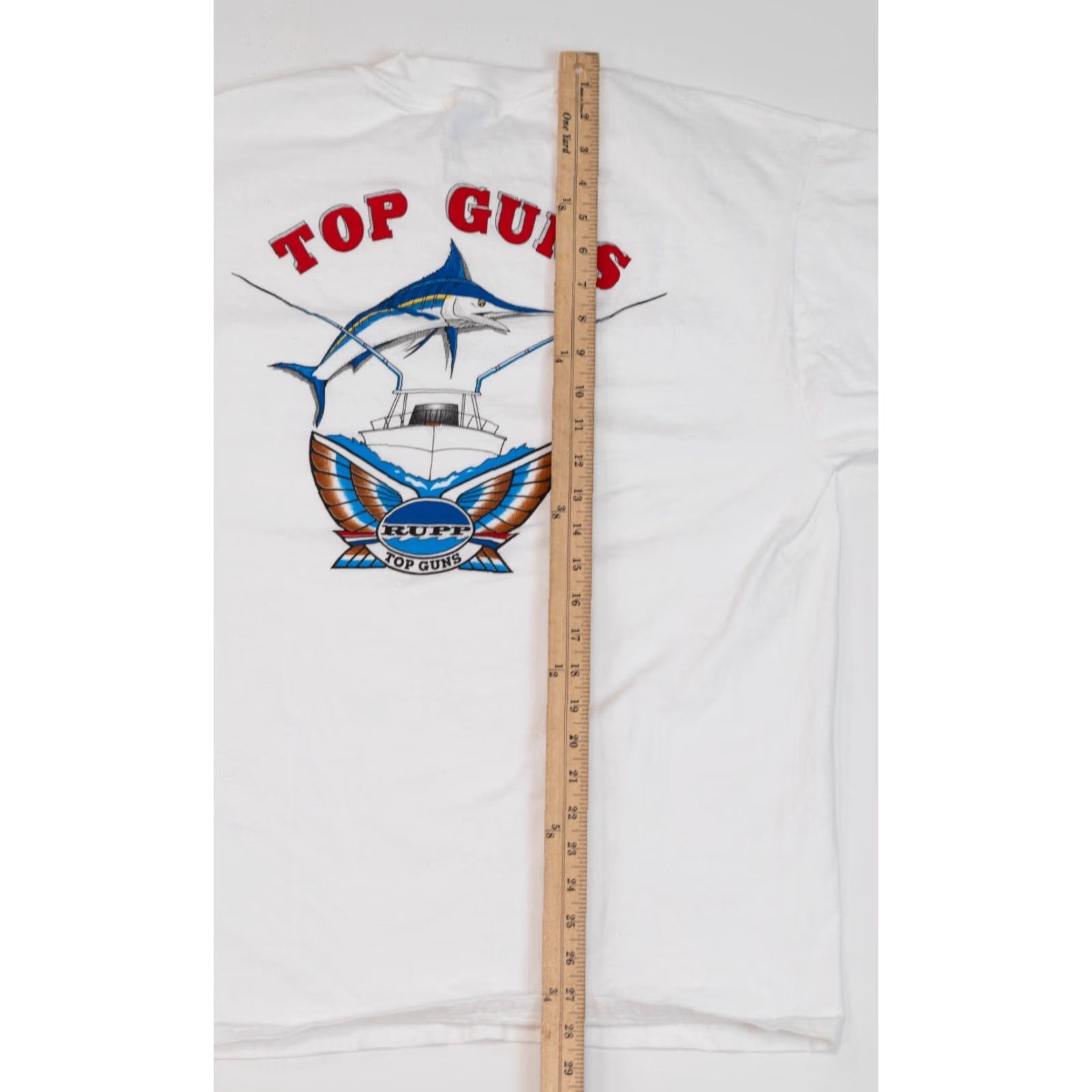 Hanes Hanes Rupp Top Guns T-Shirt Men L White Cotton Graphic Print Crew Neck Short Sleeve Logo 90s Fishing Outdoors Boat/Dad Style Size US L / EU 52-54 / 3 - 7 Thumbnail