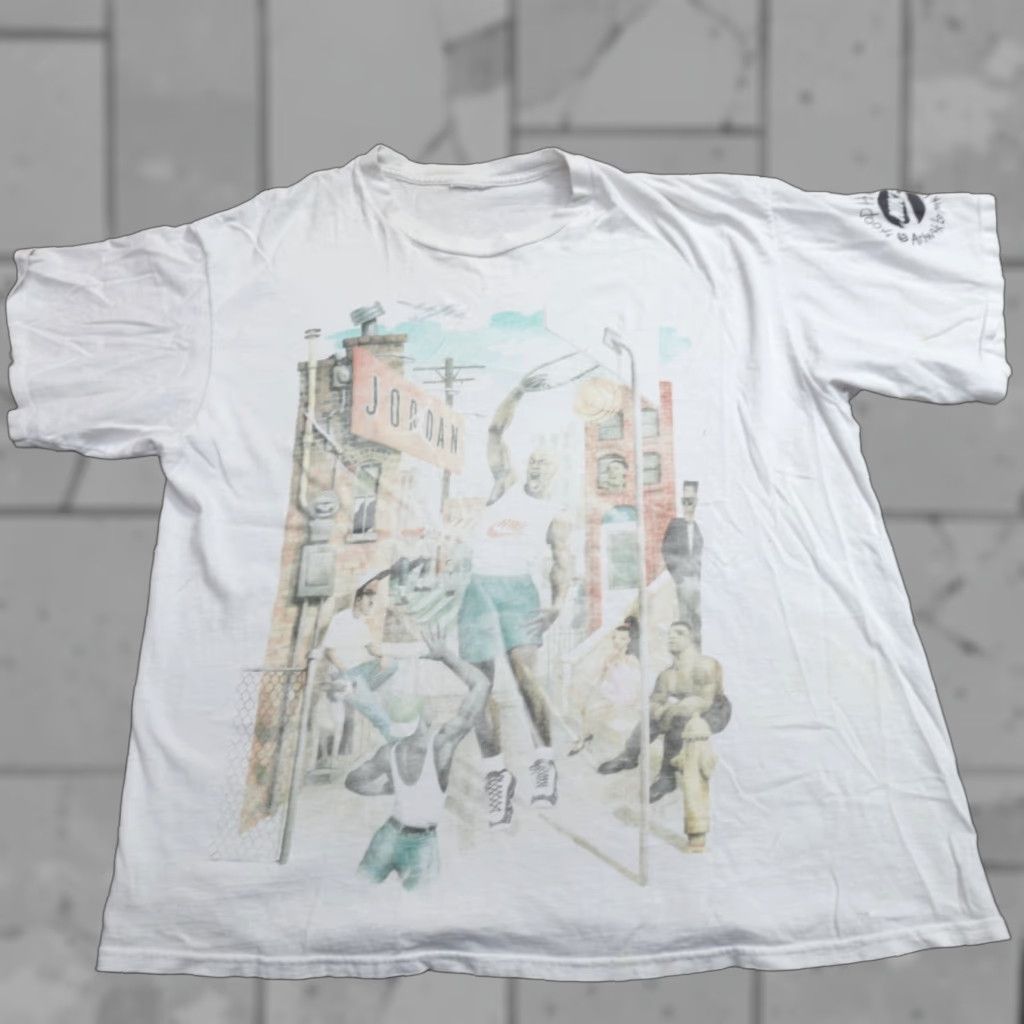 Vintage VINTAGE Jordan Shirt XL White Mark Ryden Hoop Heroes 90s Mens Graphic Print T-Shirt Size US XL / EU 56 / 4 - 1 Thumbnail