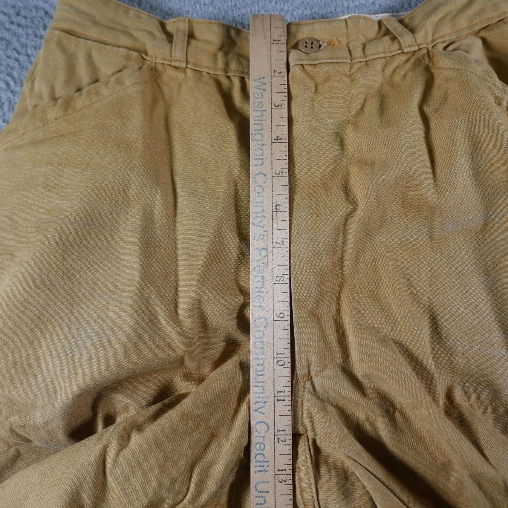 Sears VINTAGE Sears Pants Mens 29x27 Beige Canvas Khaki Workwear Pleated Straight Leg Pants Mens Beige Canvas Workwear Slaw Pocket 27 Inseam Size US 29 - 7 Thumbnail