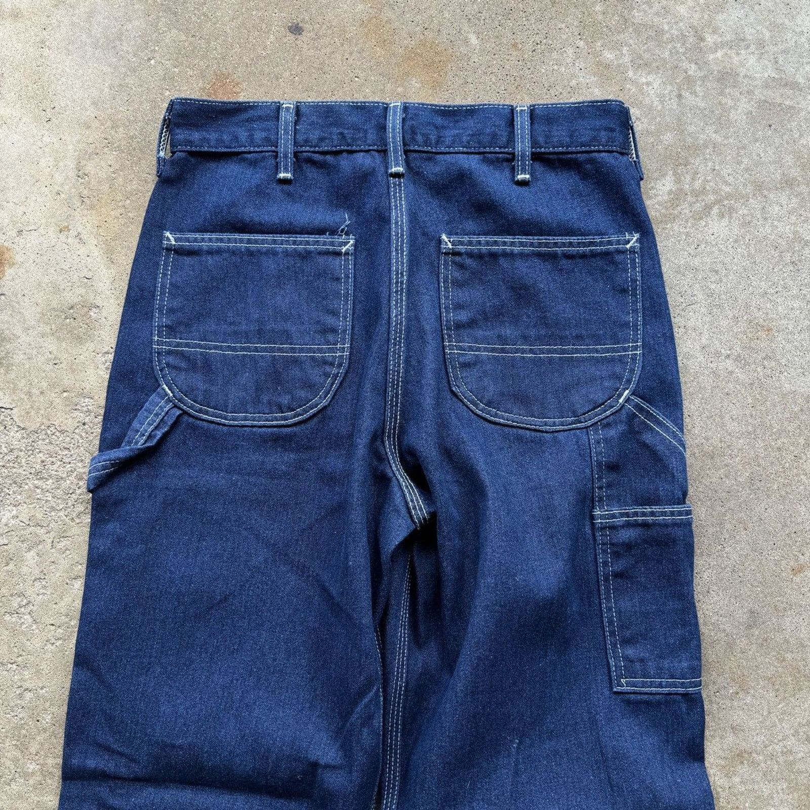 Vintage 80s Roebucks Sears Denim Carpenter Dungaree Work Pants Size US 28 / EU 44 - 4 Thumbnail